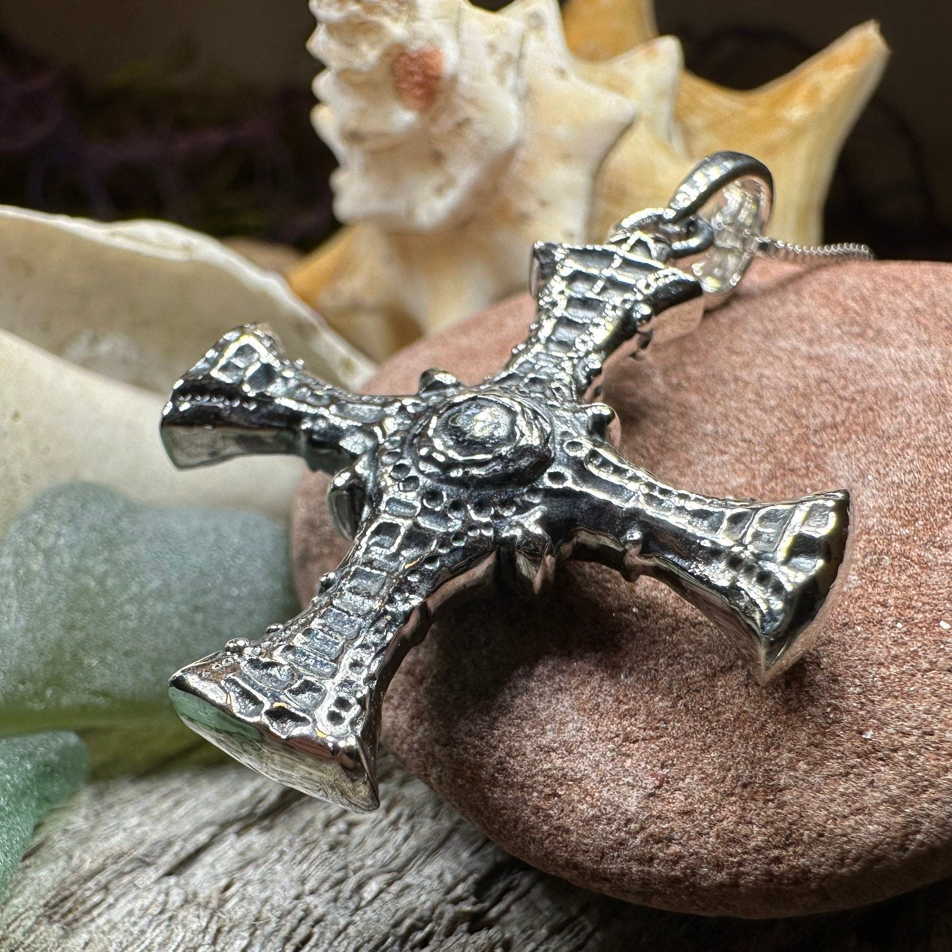 Saint Cuthbert Celtic Cross Necklace