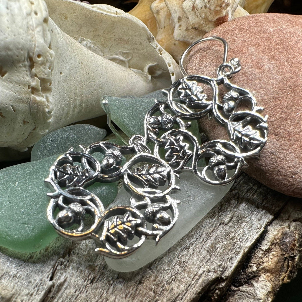 Sterling Silver Oak Leaf Wreath Earrings for Women