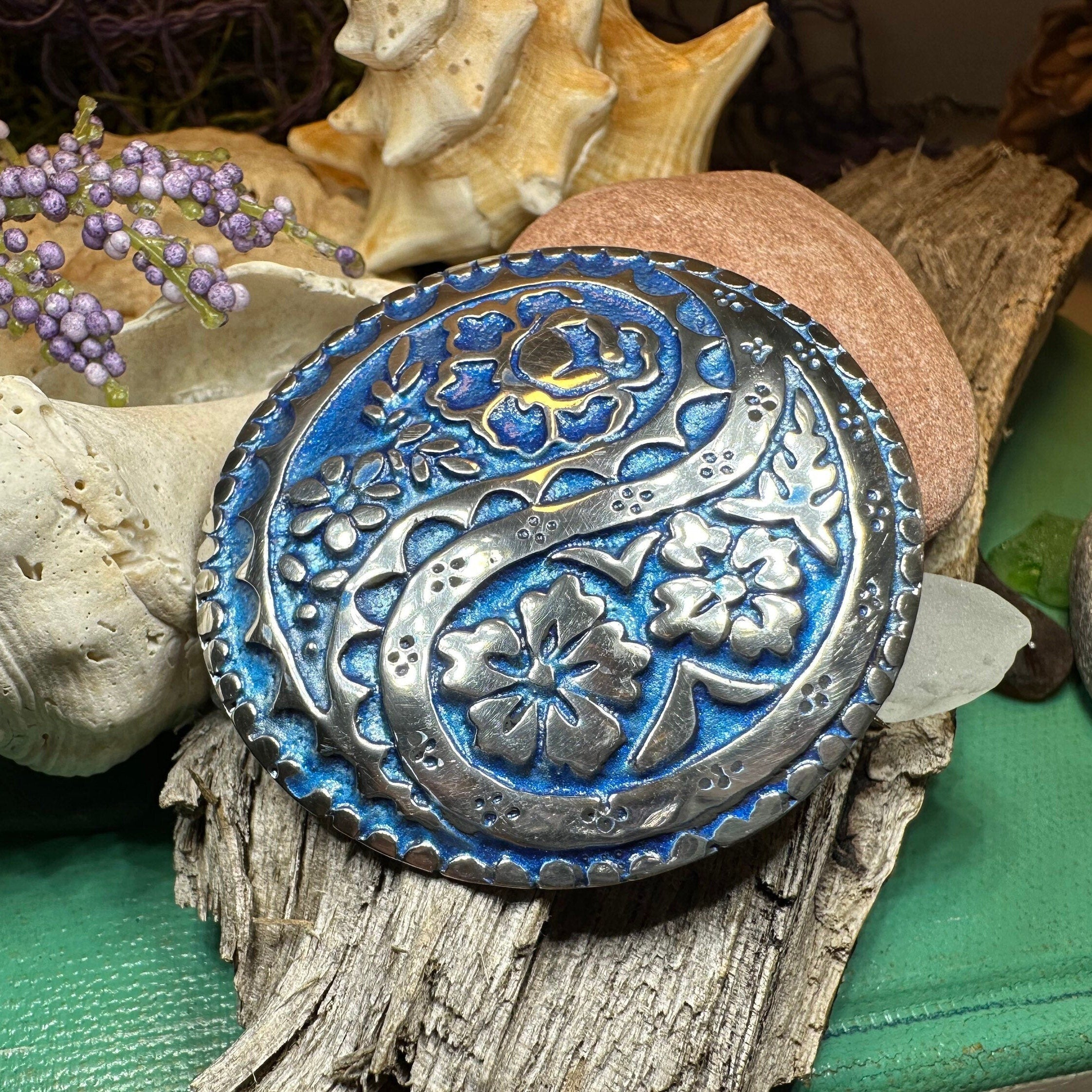 Blue Paisley Celtic Brooch - Handmade in Scotland