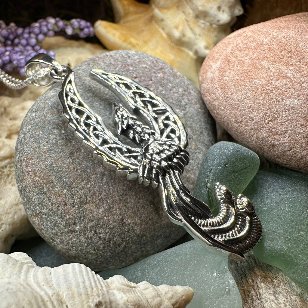 Eternal Rising Phoenix Necklace in Sterling Silver