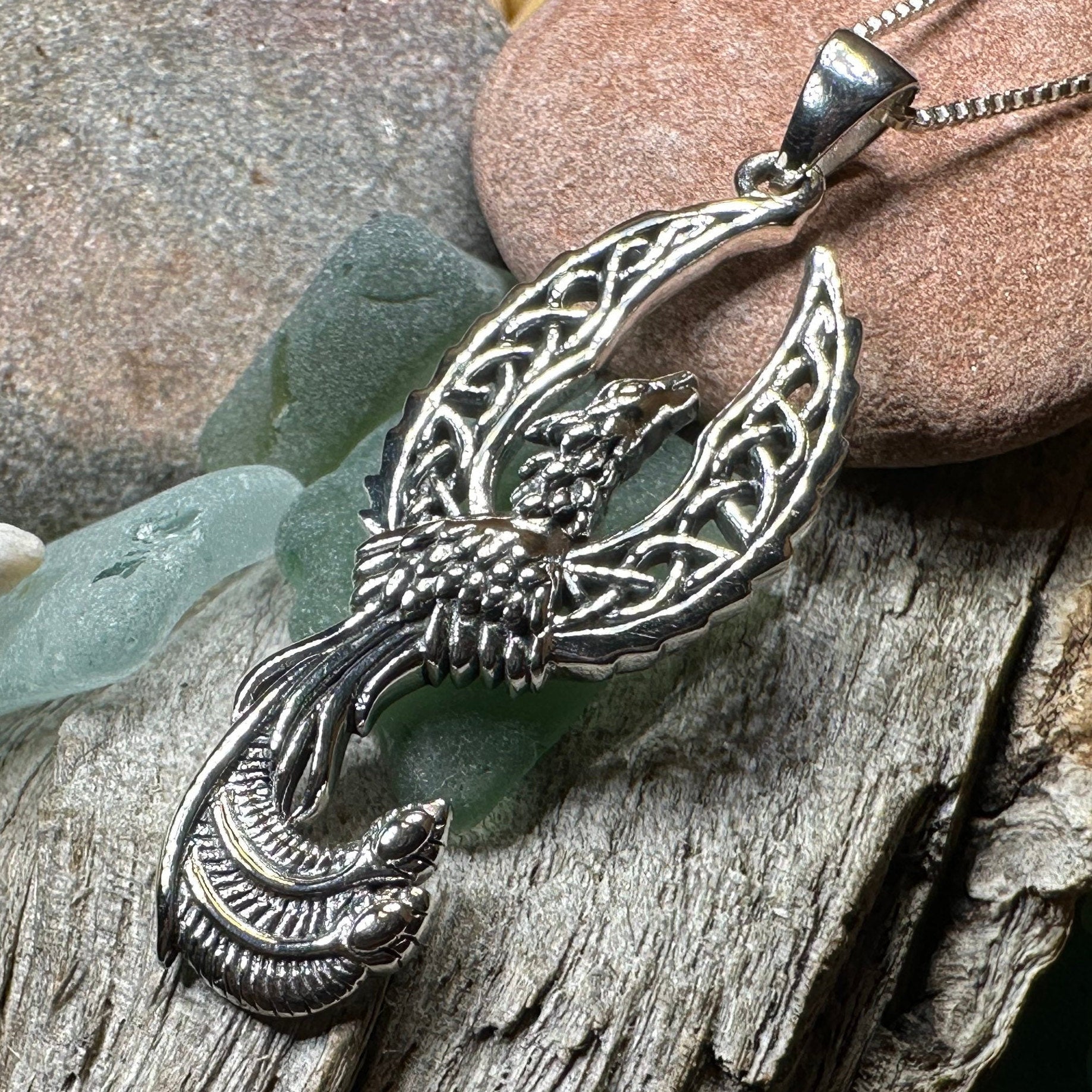 Eternal Rising Phoenix Necklace in Sterling Silver