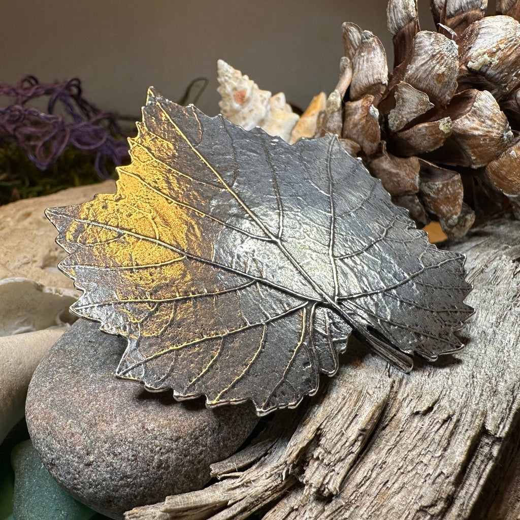 Pewter Grape Leaf Hair Clip for Women