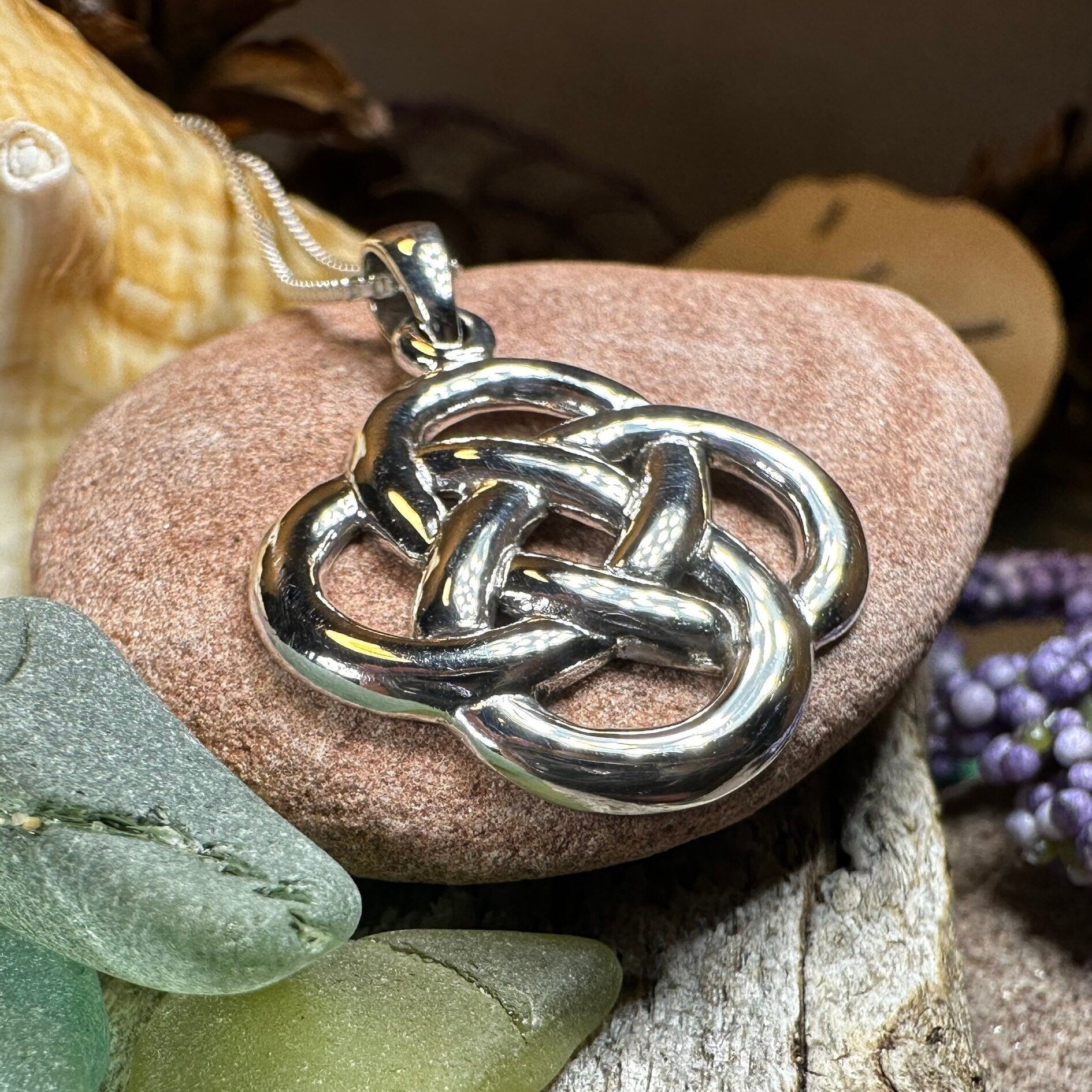 Large Celtic Dara Knot Necklace in Sterling Silver