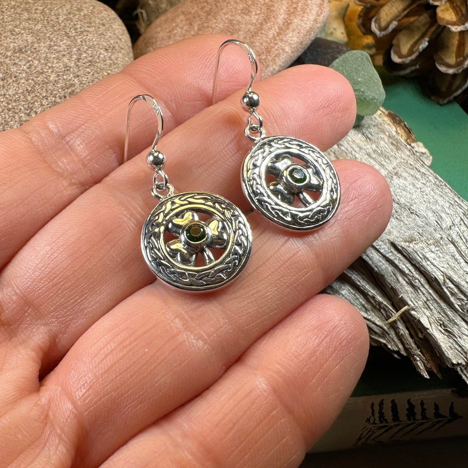 Emerald Irish Shamrock Earrings