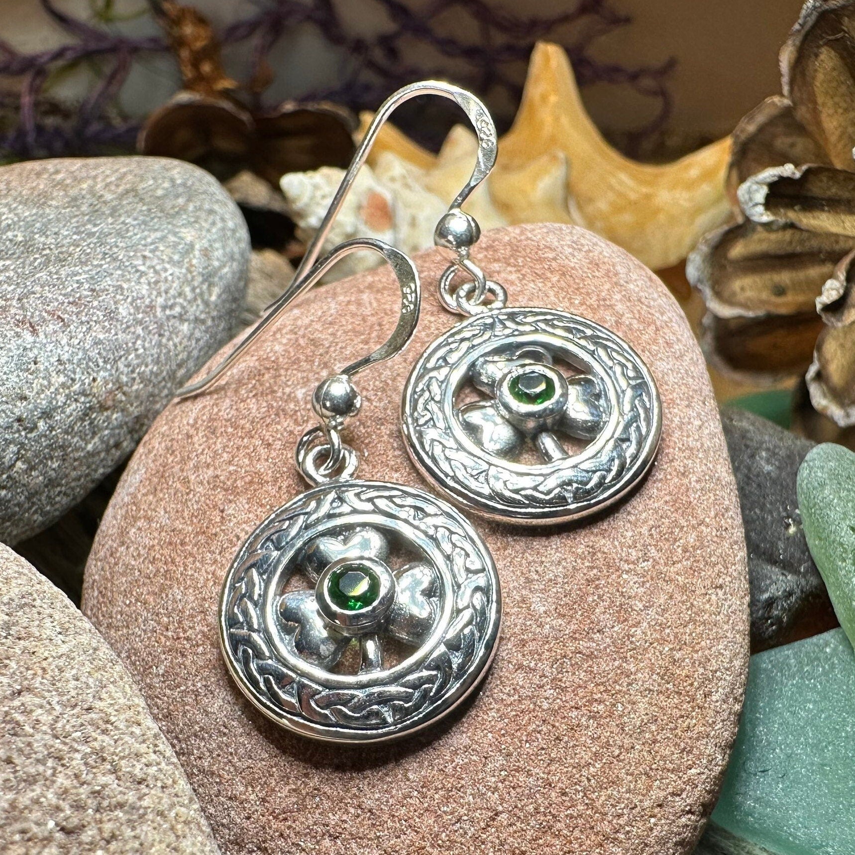 Emerald Irish Shamrock Earrings