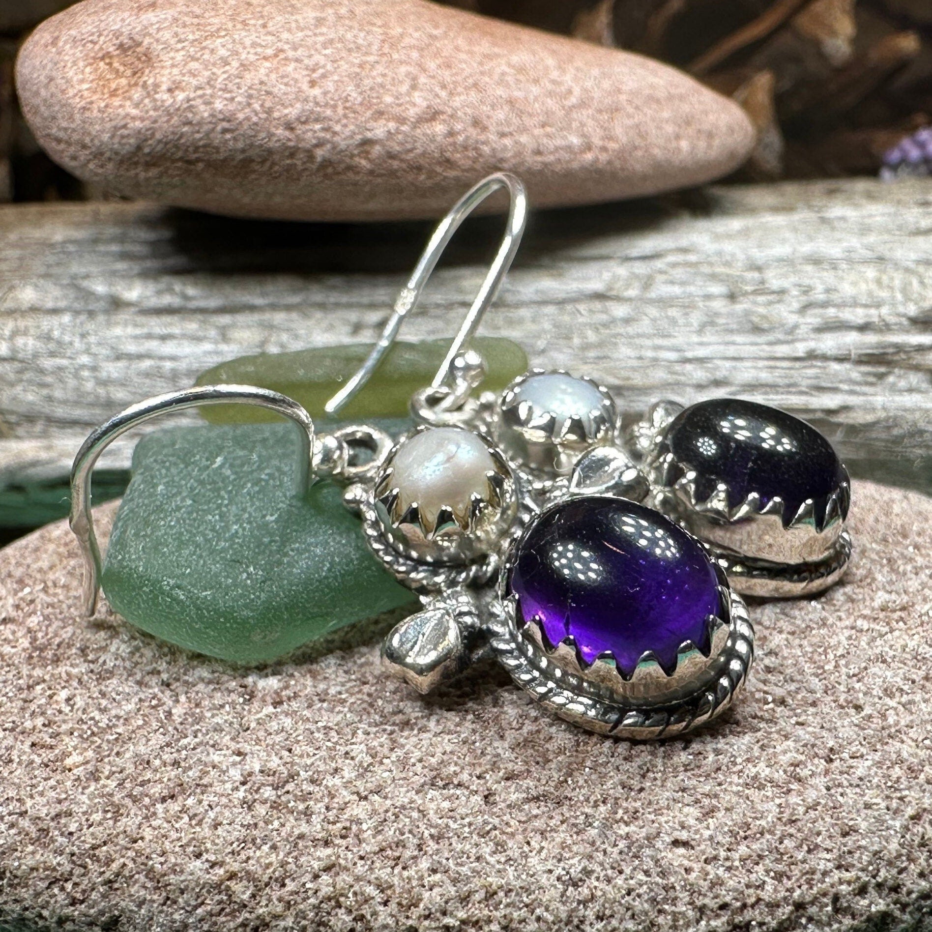 Lora Amethyst Pearl Earrings