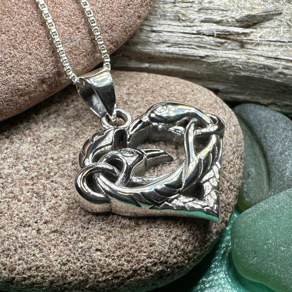 Eros Celtic Raven Necklace in Sterling Silver