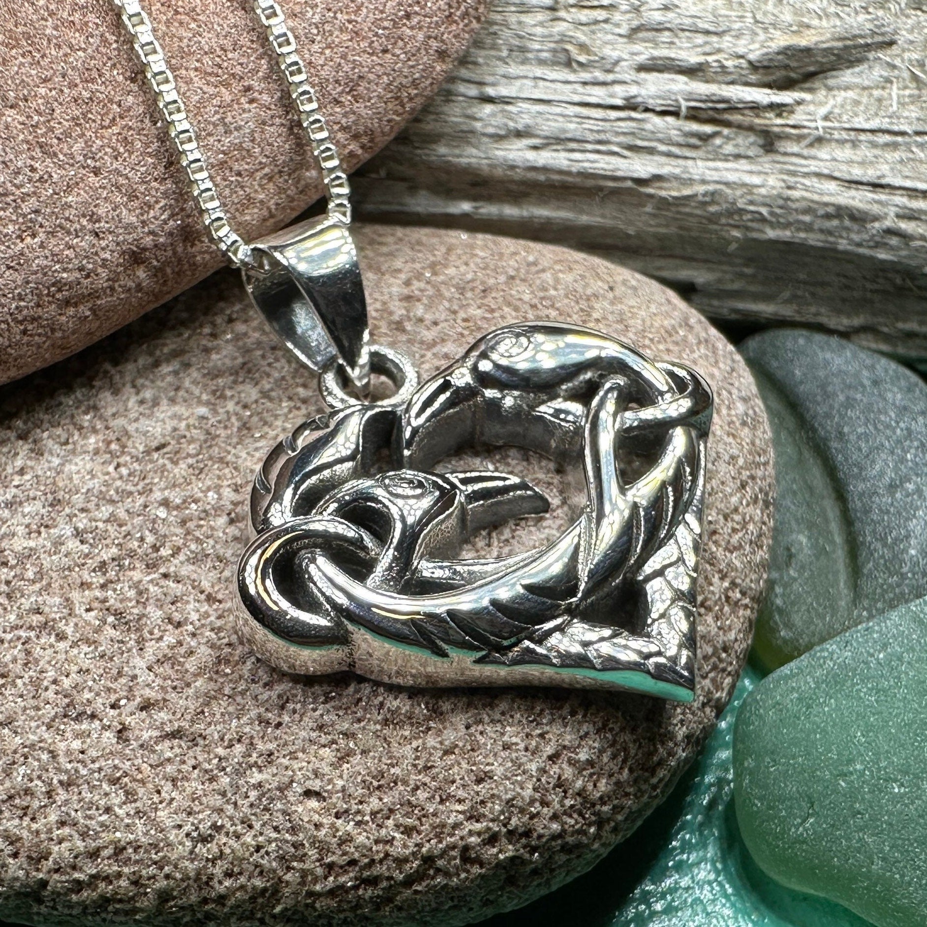Eros Celtic Raven Necklace in Sterling Silver