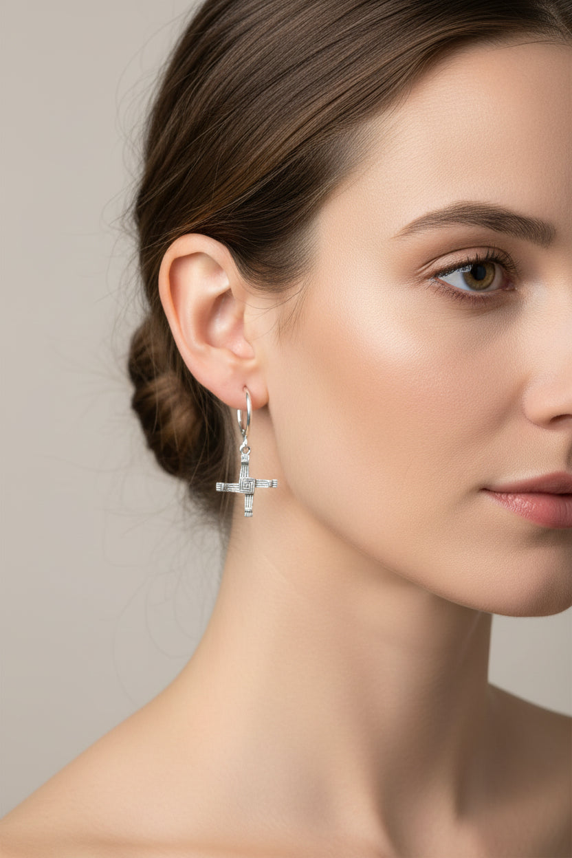 Saint Brigid's Cross Hoop Earrings ~ Irish Jewelry