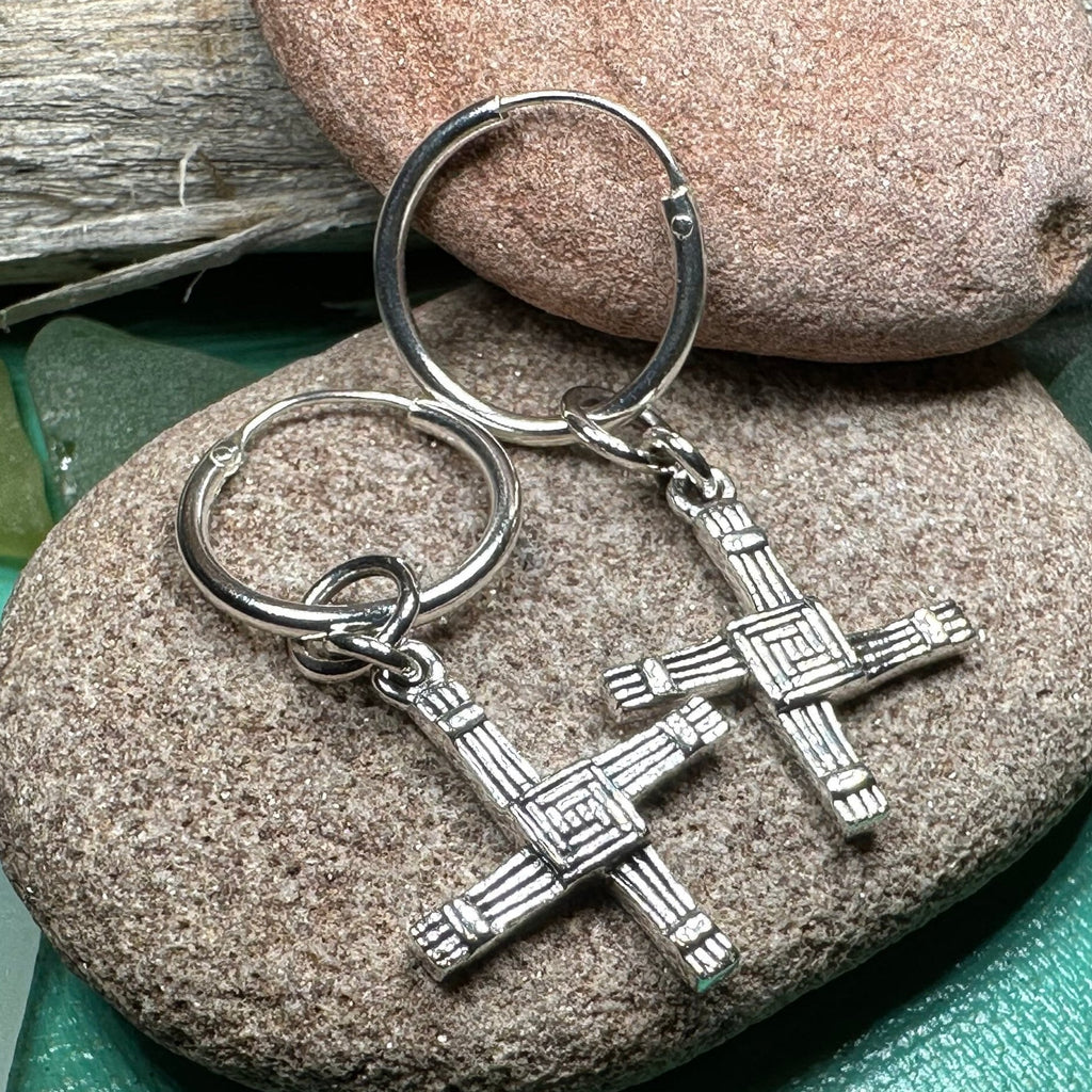 Saint Brigid's Cross Hoop Earrings ~ Irish Jewelry