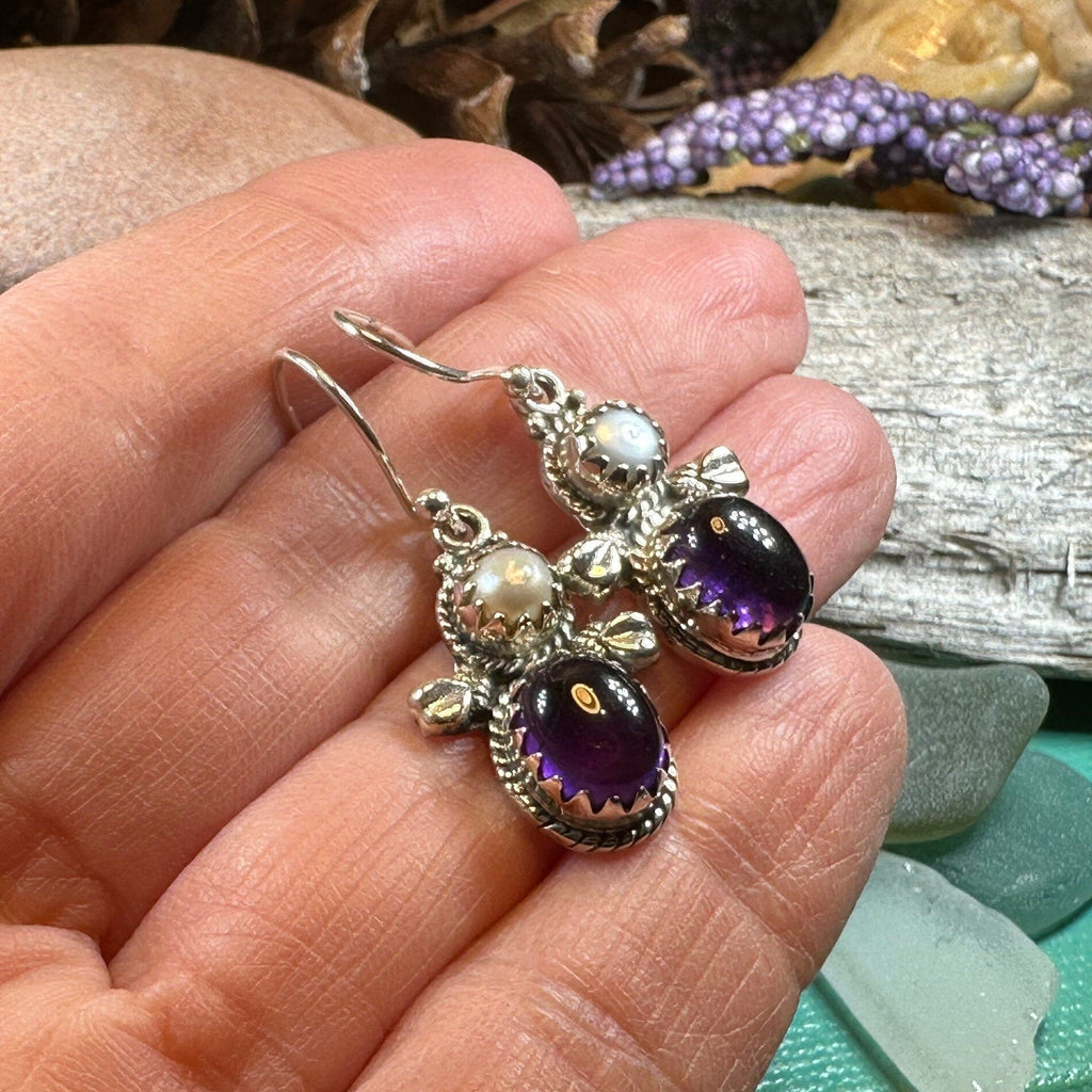 Lora Amethyst Pearl Earrings