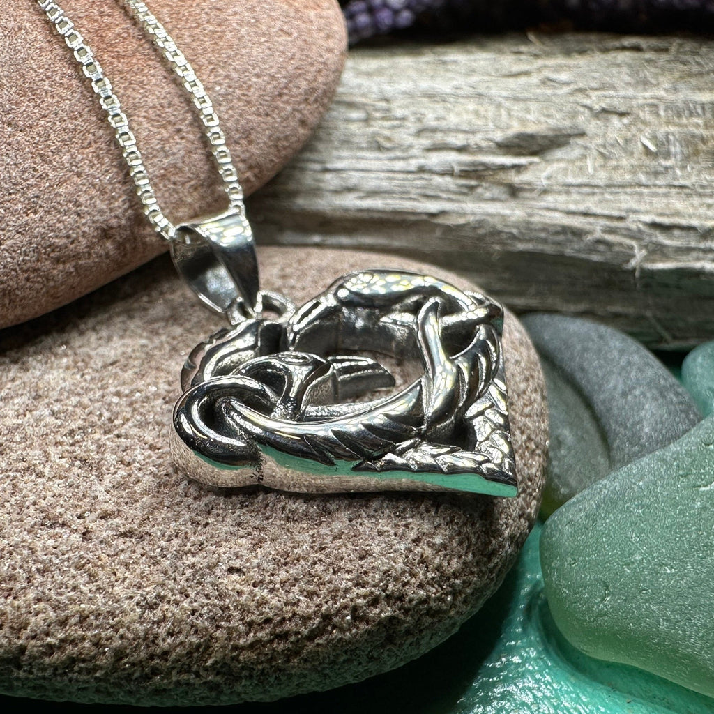 Eros Celtic Raven Necklace in Sterling Silver