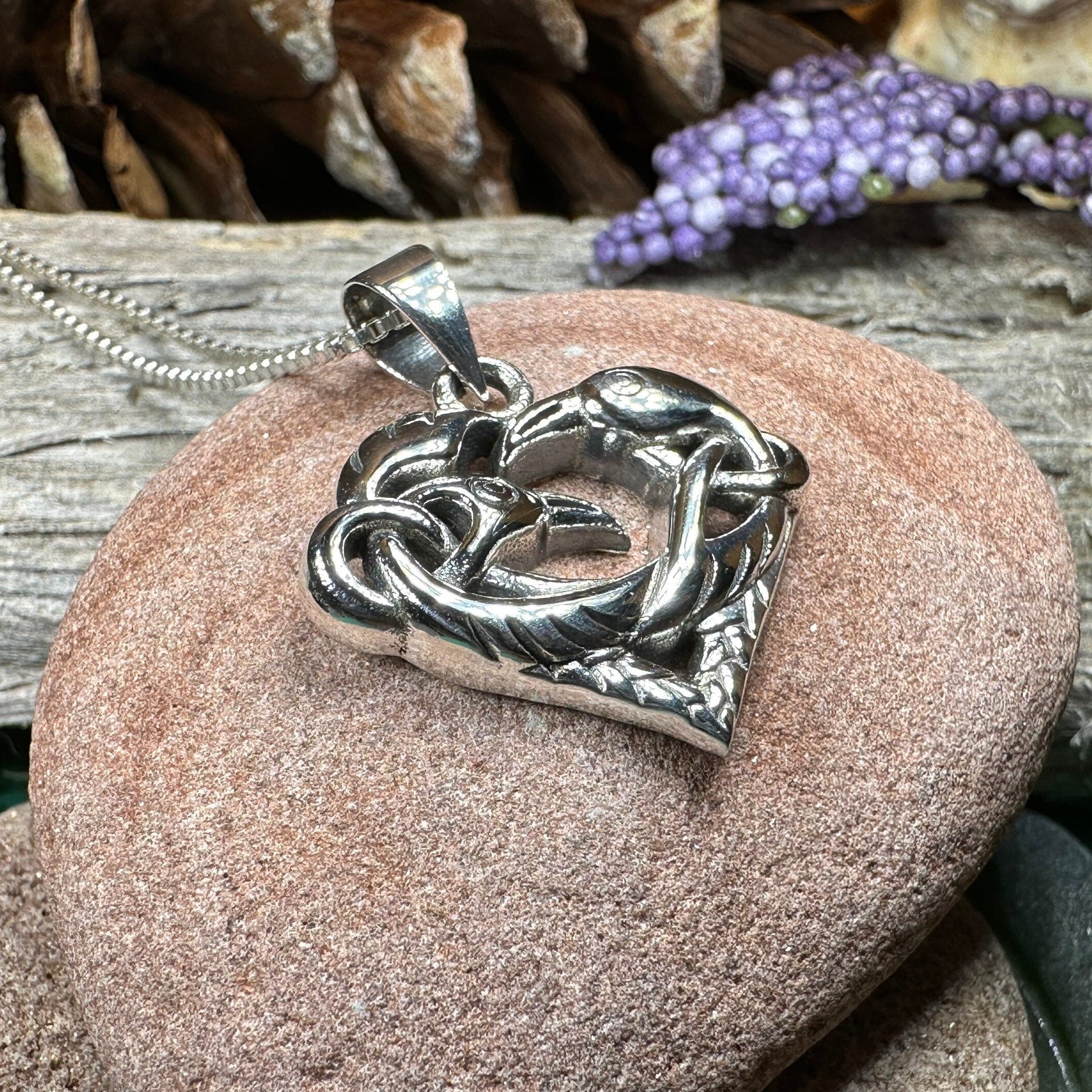 Eros Celtic Raven Necklace in Sterling Silver