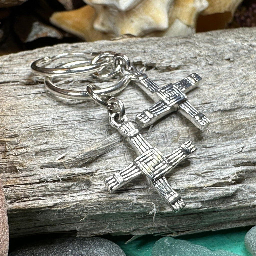 Saint Brigid's Cross Hoop Earrings ~ Irish Jewelry