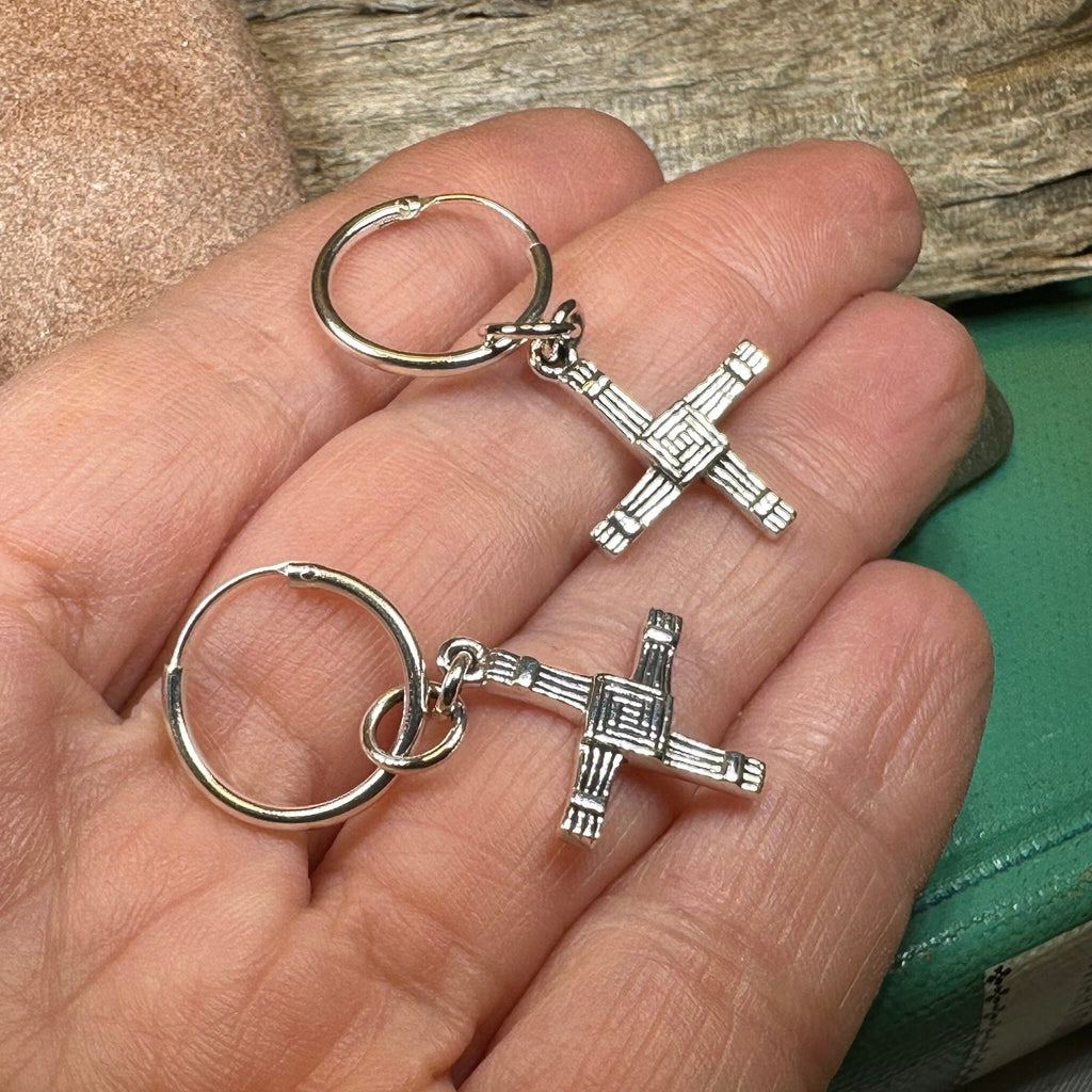 Saint Brigid's Cross Hoop Earrings ~ Irish Jewelry