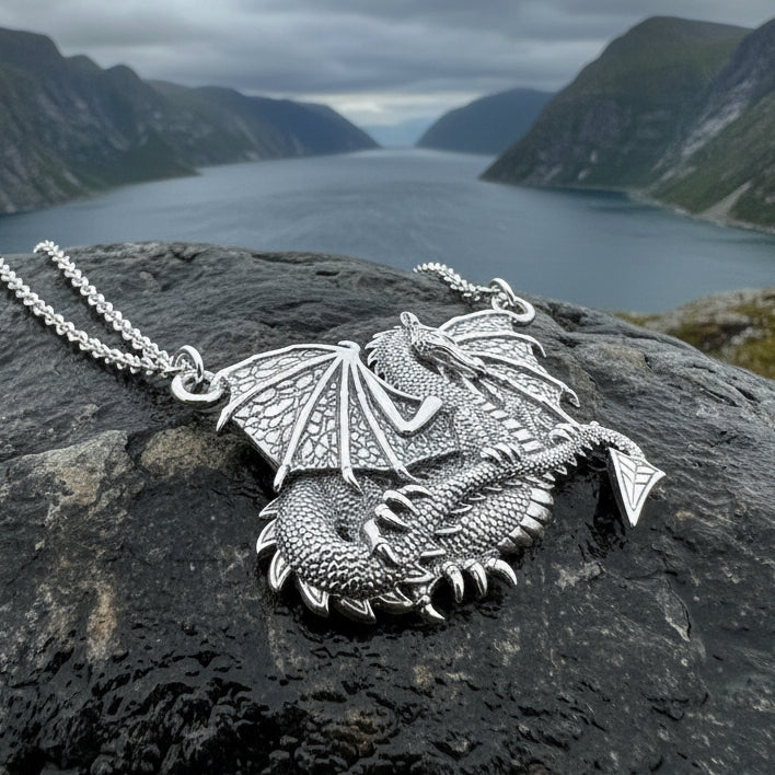 Zira Dragon Necklace in Sterling Silver