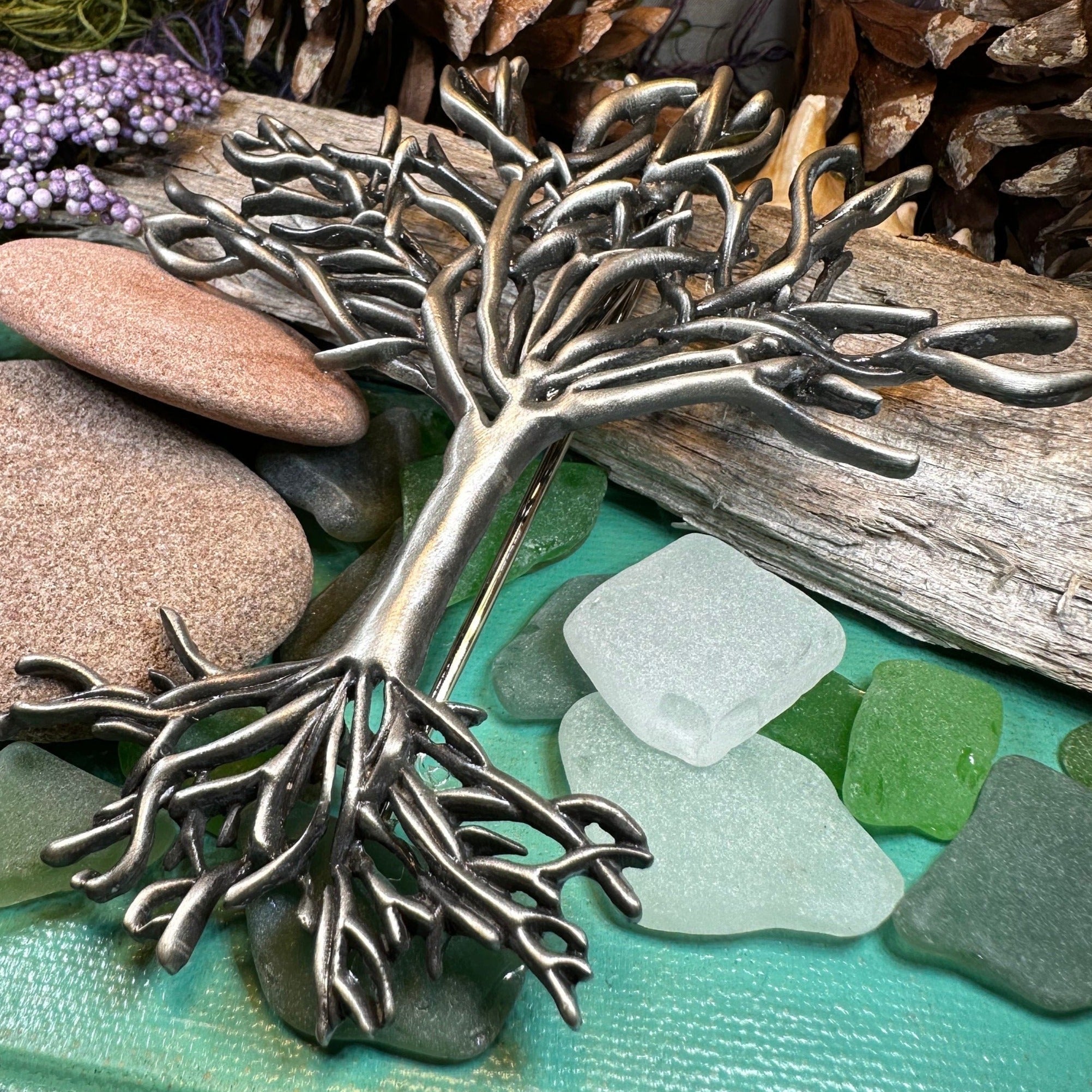Large Woden Tree of Life Brooch