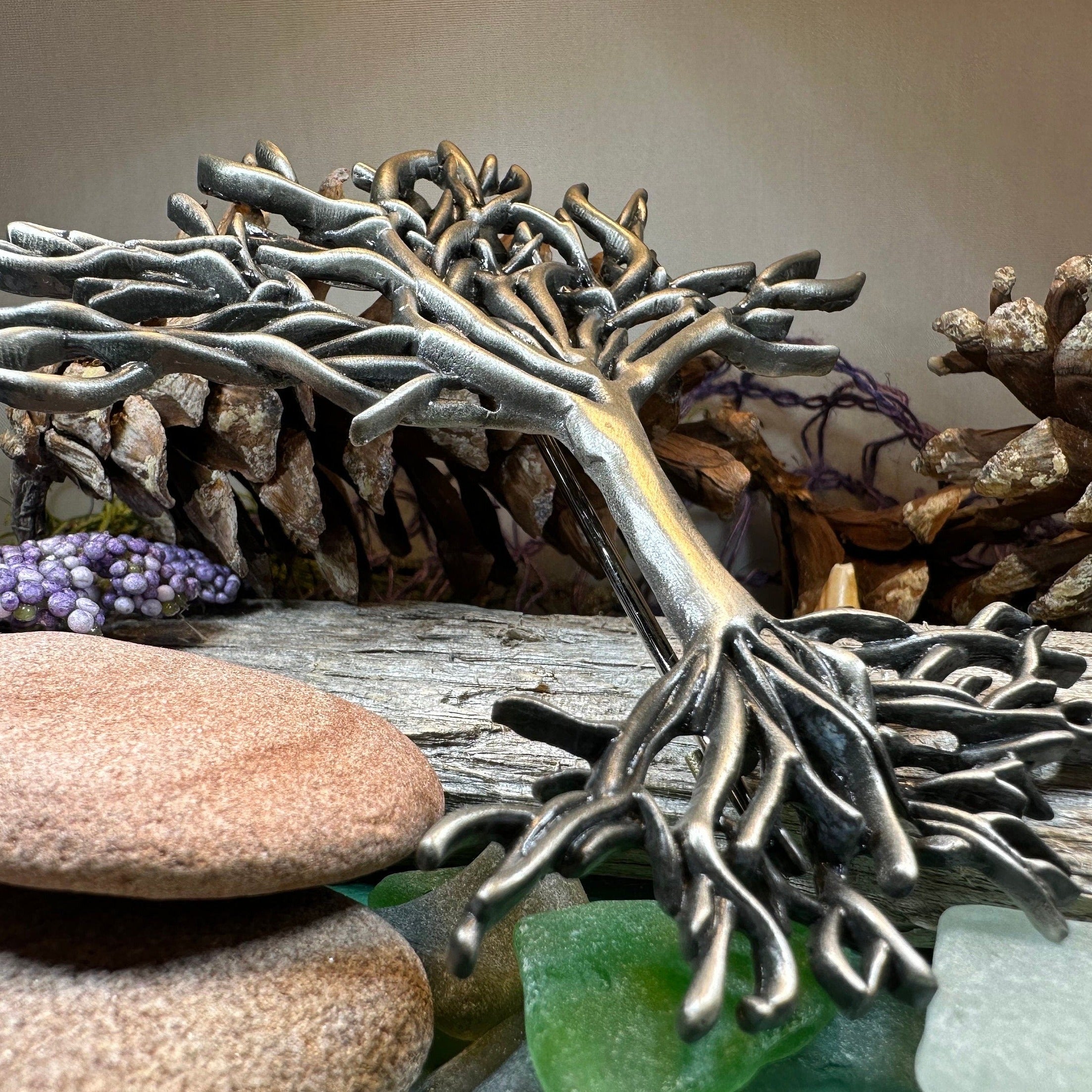 Large Woden Tree of Life Brooch