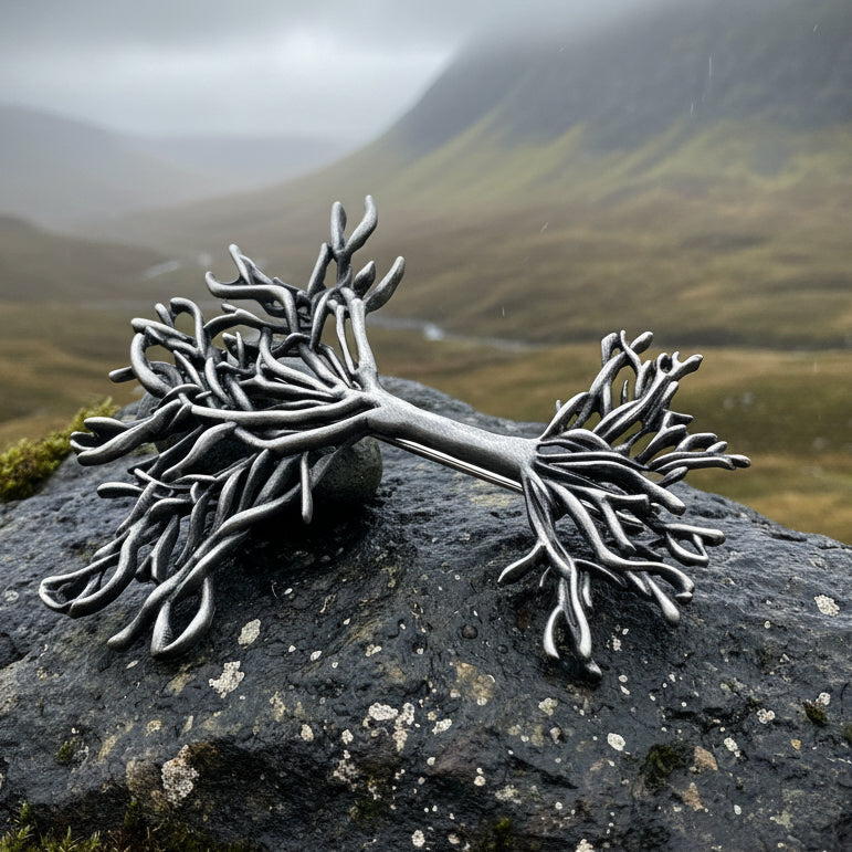 Large Woden Tree of Life Brooch