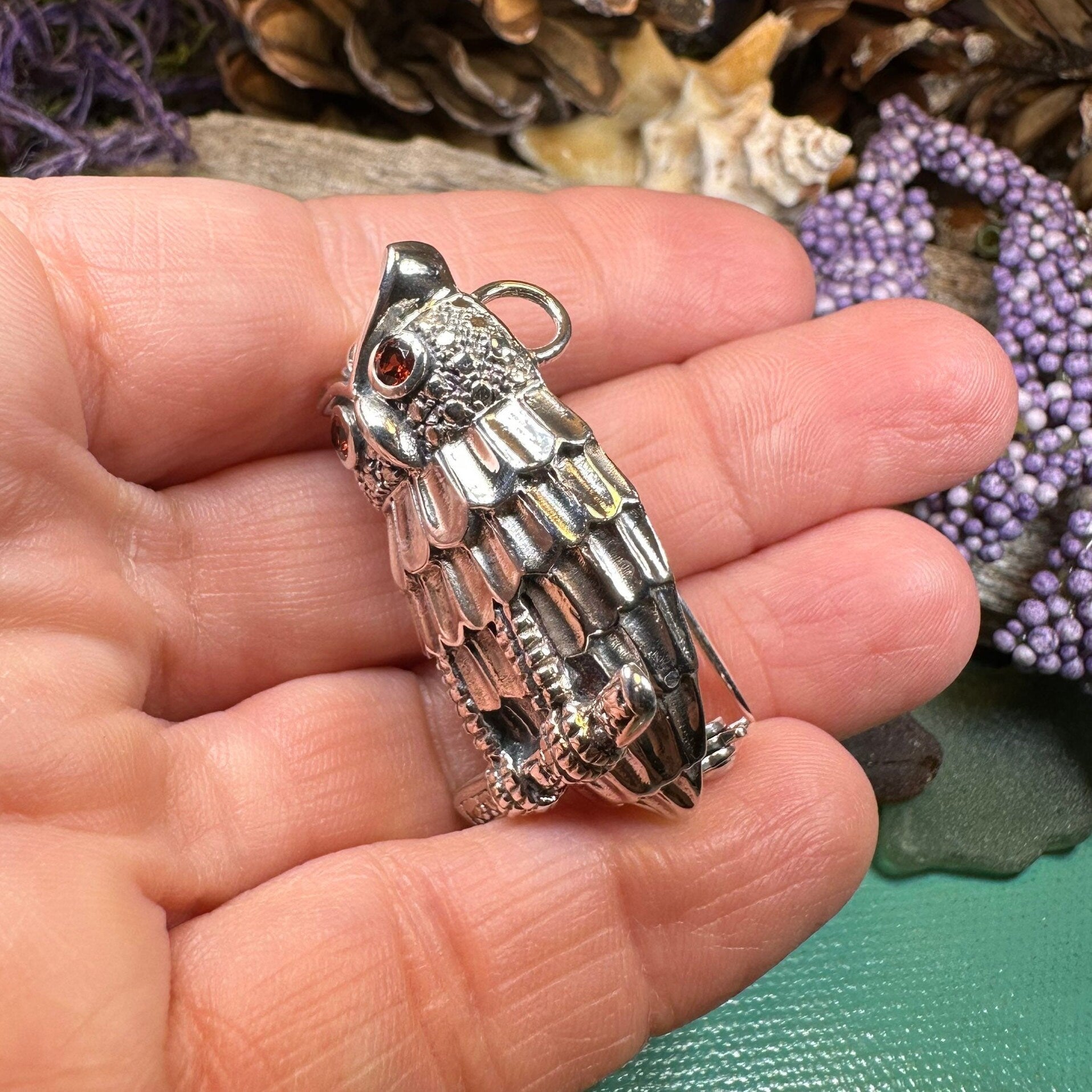 Athena Owl Necklace & Brooch in Sterling Silver