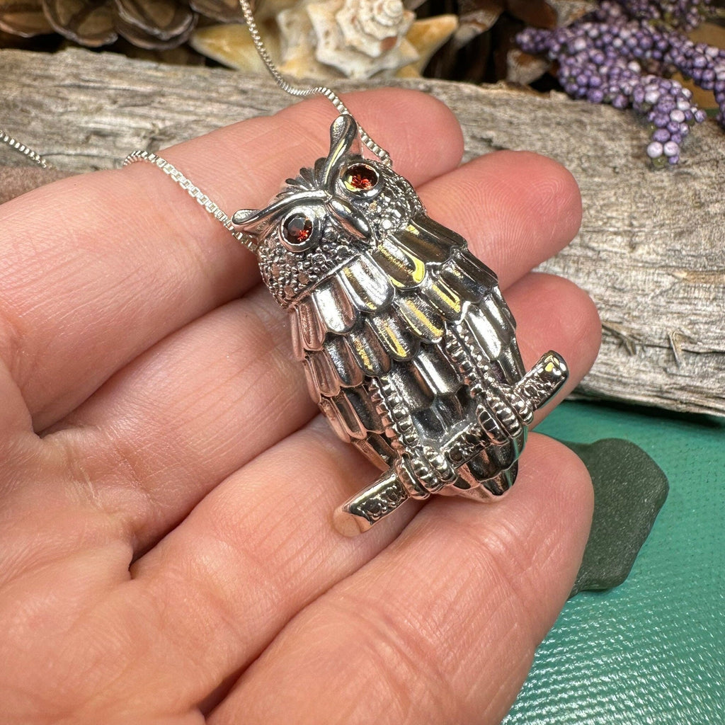 Athena Owl Necklace & Brooch in Sterling Silver