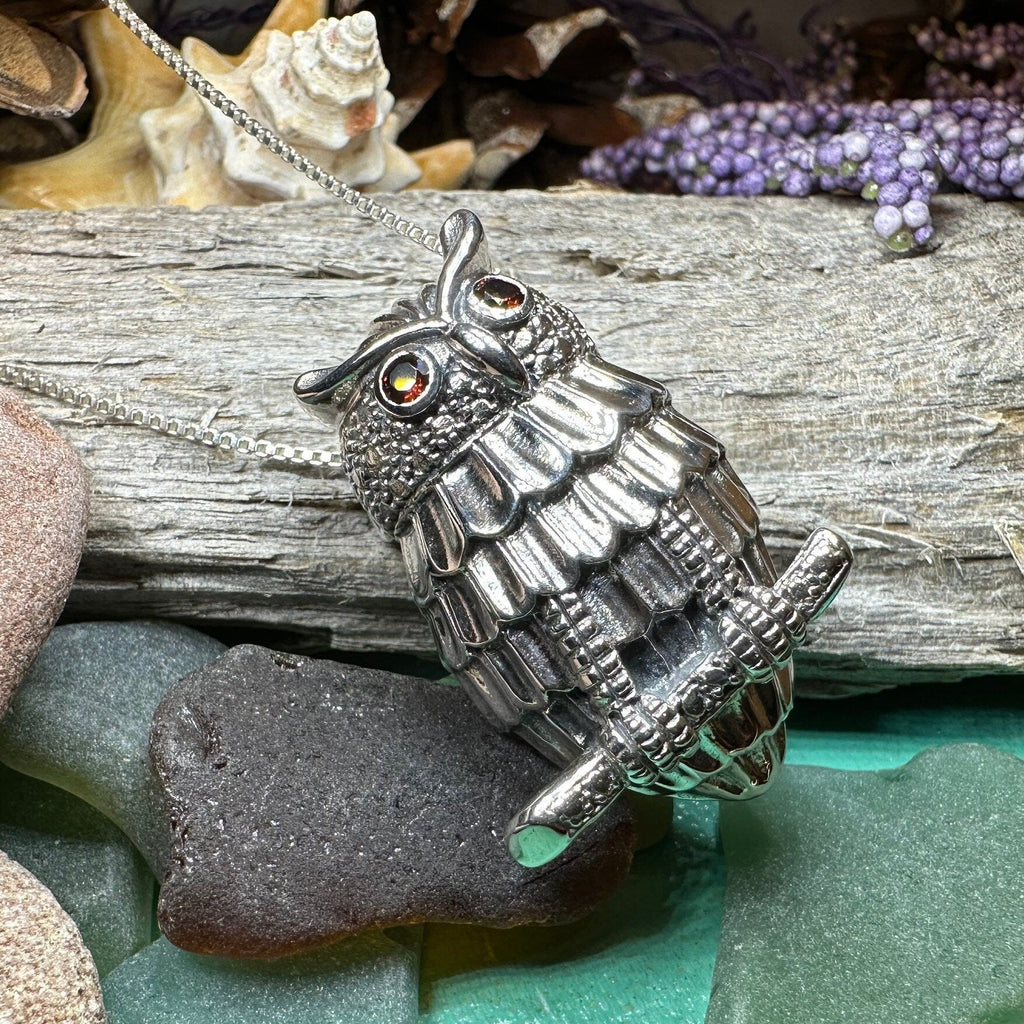 Athena Owl Necklace & Brooch in Sterling Silver
