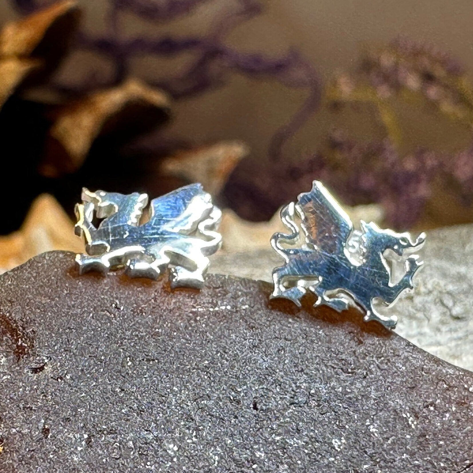 Eilonwy Welsh Dragon Stud Earrings