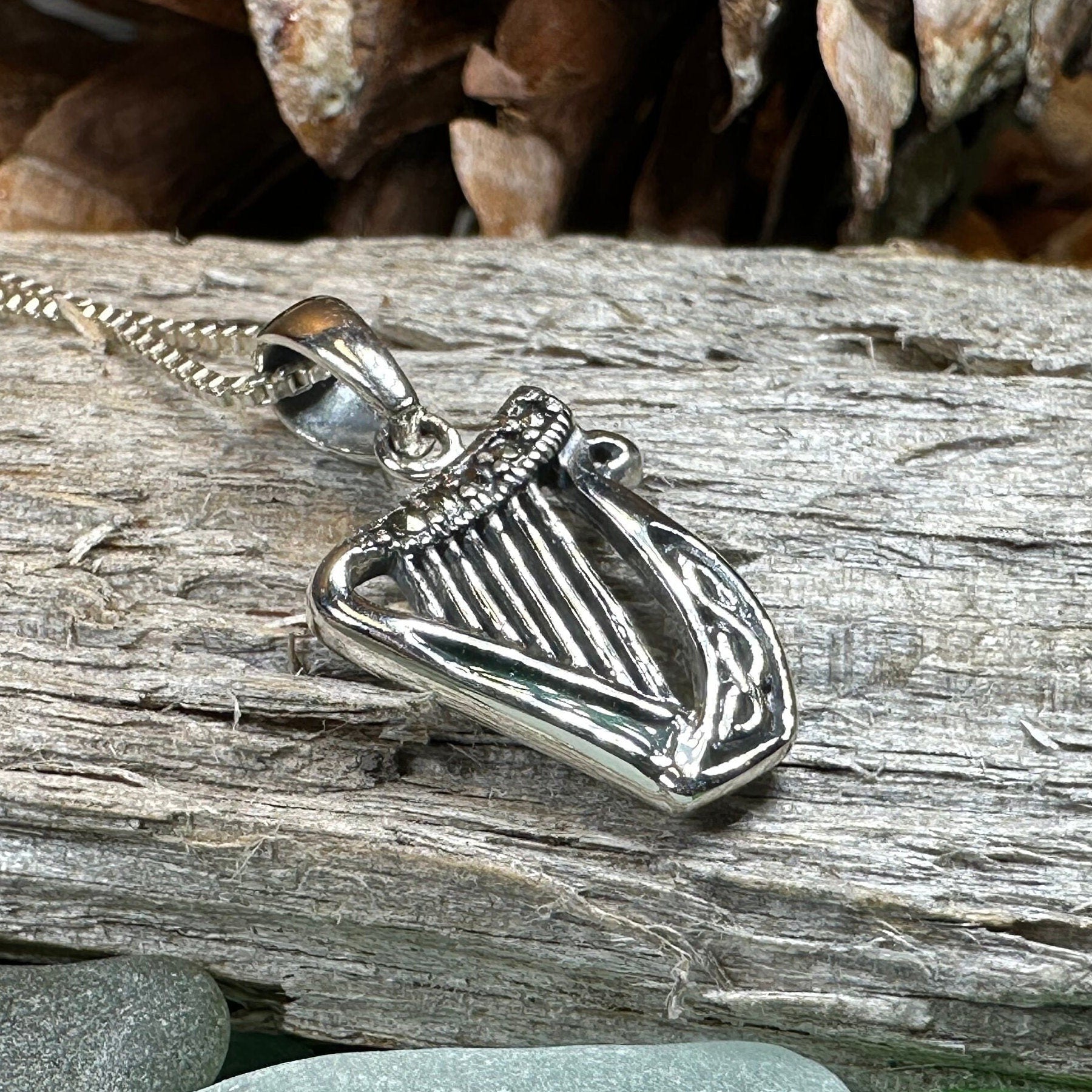 Green Enamel Harp Necklace