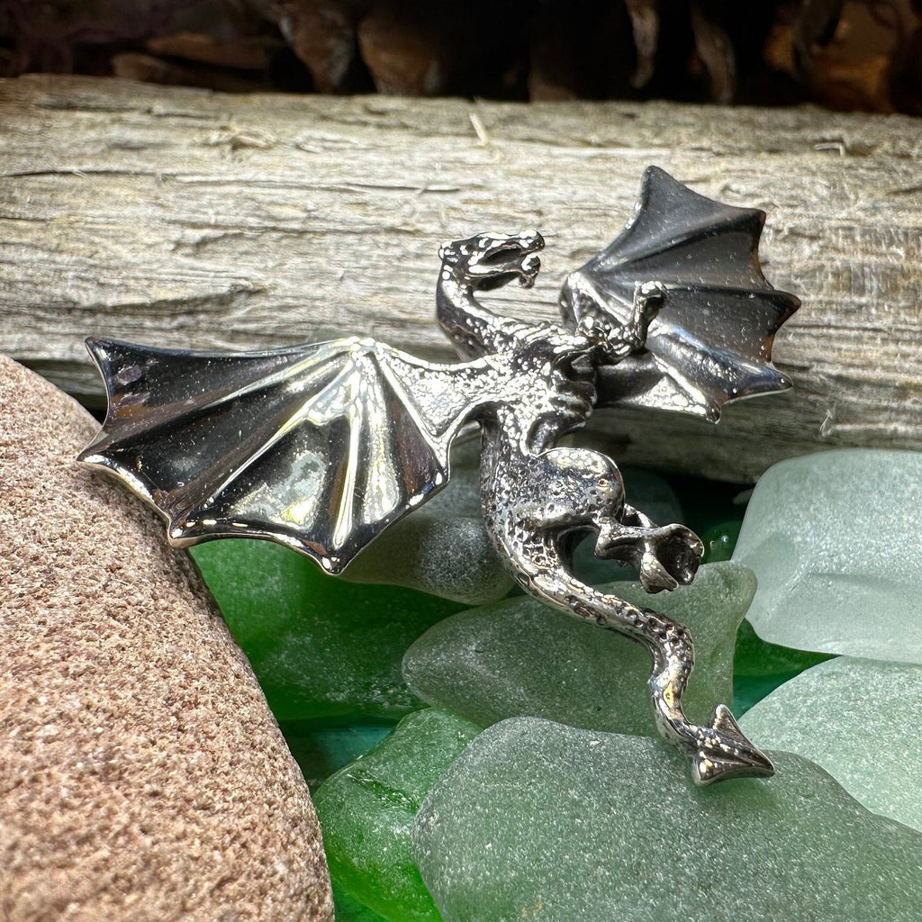 Sakkera Dragon Brooch in Sterling Silver