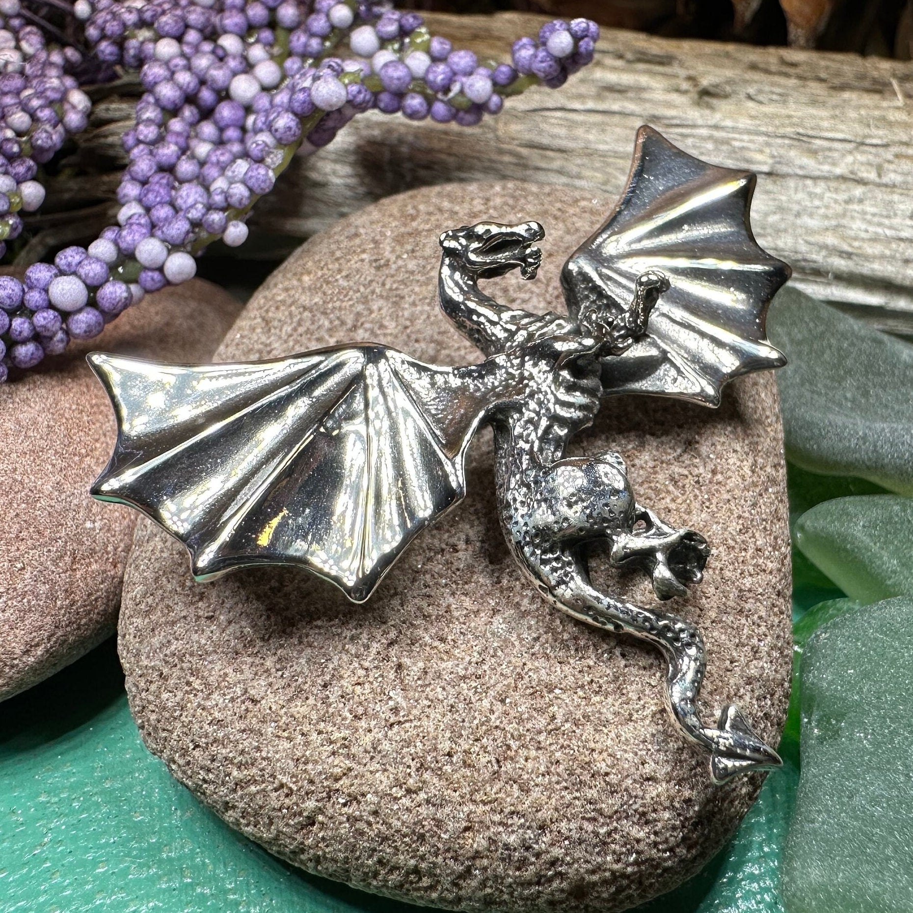 Sakkera Dragon Brooch in Sterling Silver