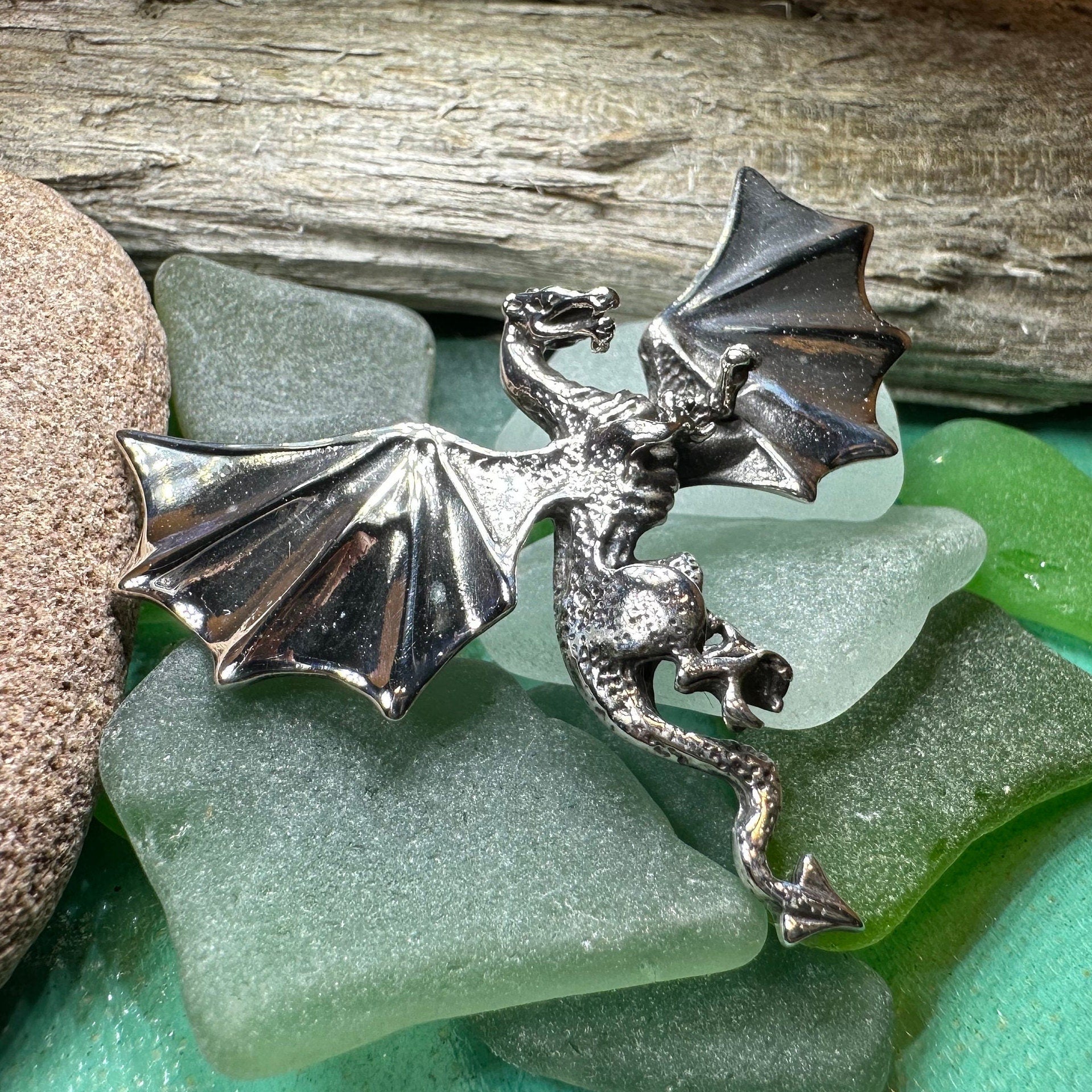 Sakkera Dragon Brooch in Sterling Silver