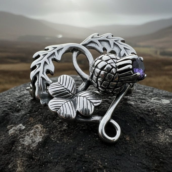 Thistle & Shamrock Brooch in Sterling Silver