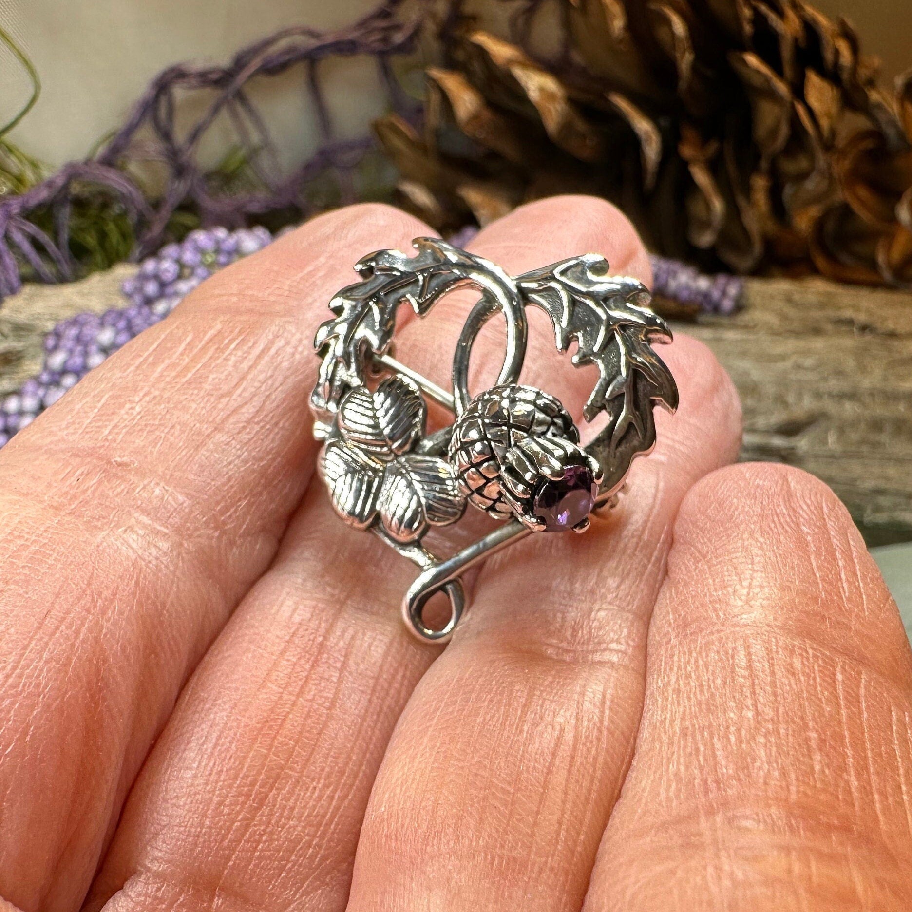 Thistle & Shamrock Brooch in Sterling Silver