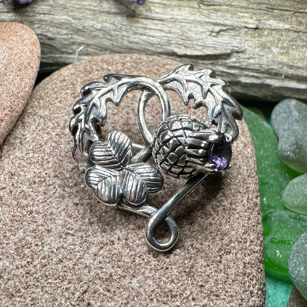 Thistle & Shamrock Brooch in Sterling Silver