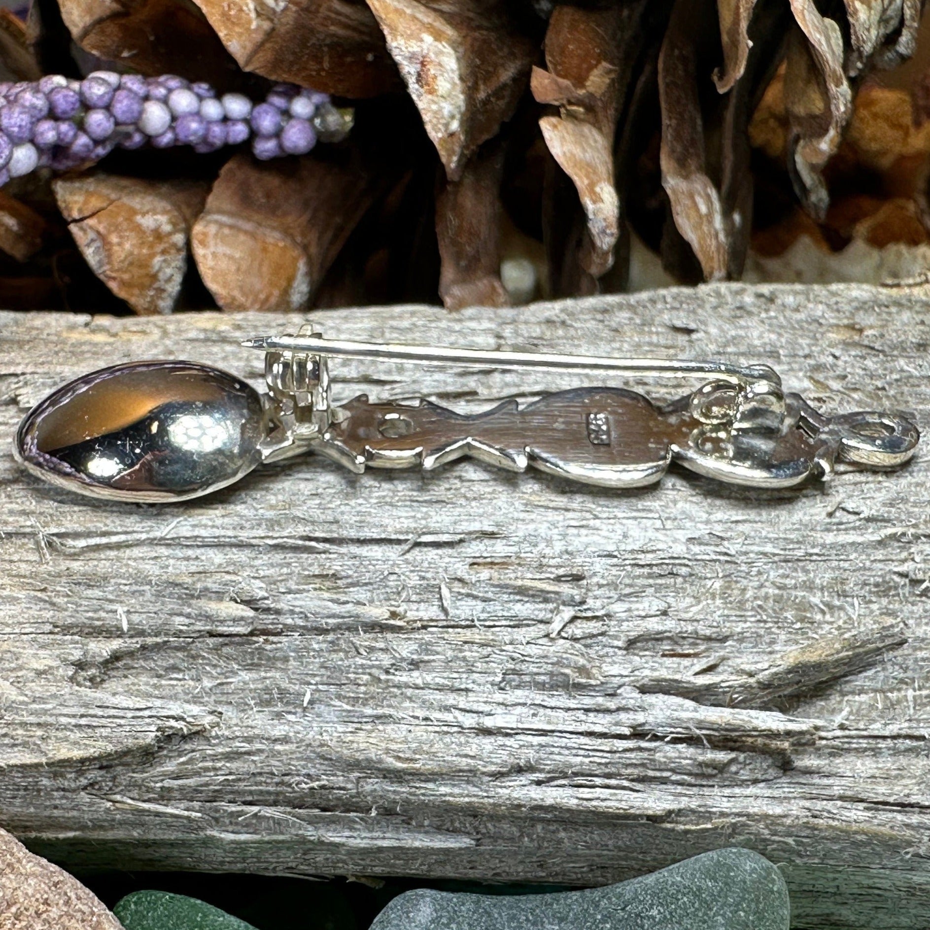 Hugs & Kisses Love Spoon Brooch in Sterling Silver