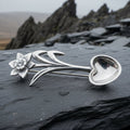 Welsh Daffodil Love Spoon Brooch in Sterling Silver