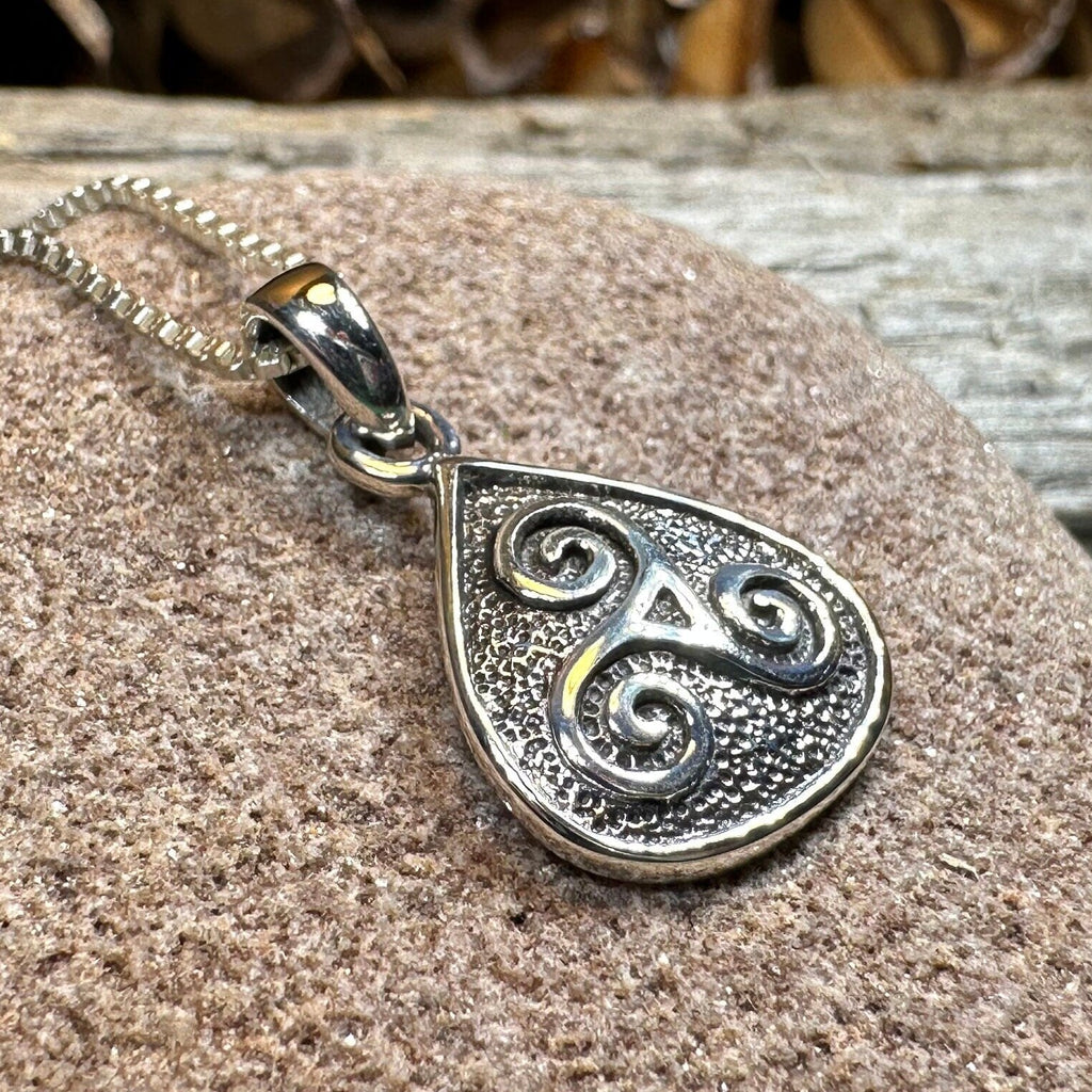 Rathkenny Celtic Triple Spiral Necklace in Sterling Silver