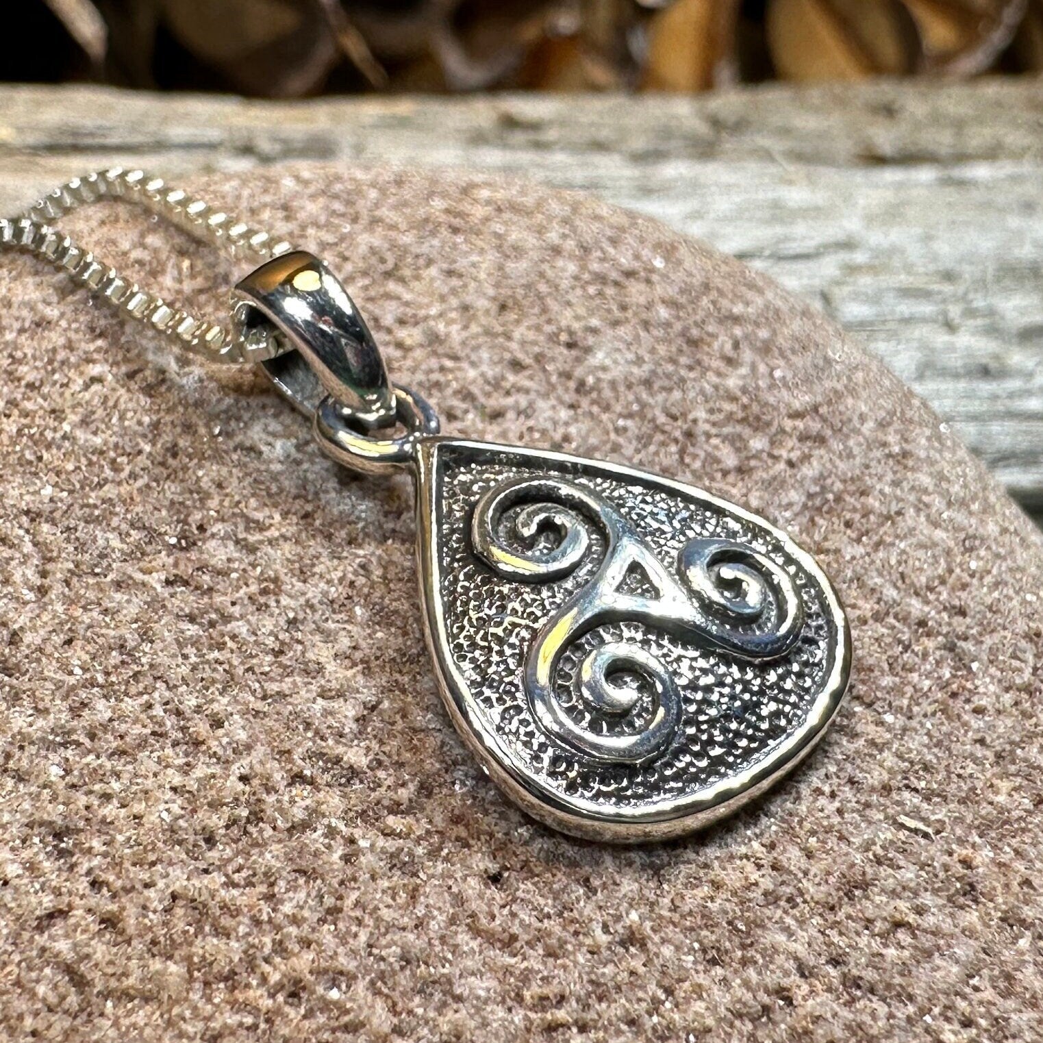 Rathkenny Celtic Triple Spiral Necklace in Sterling Silver