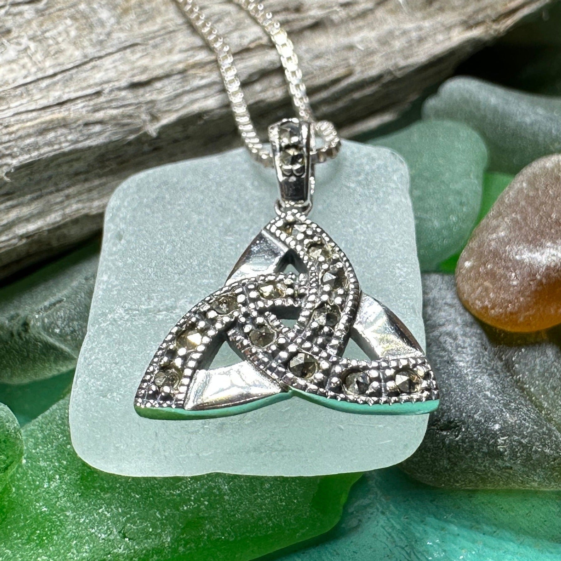 Marcasite Celtic Inspired Trinity Knot Necklace