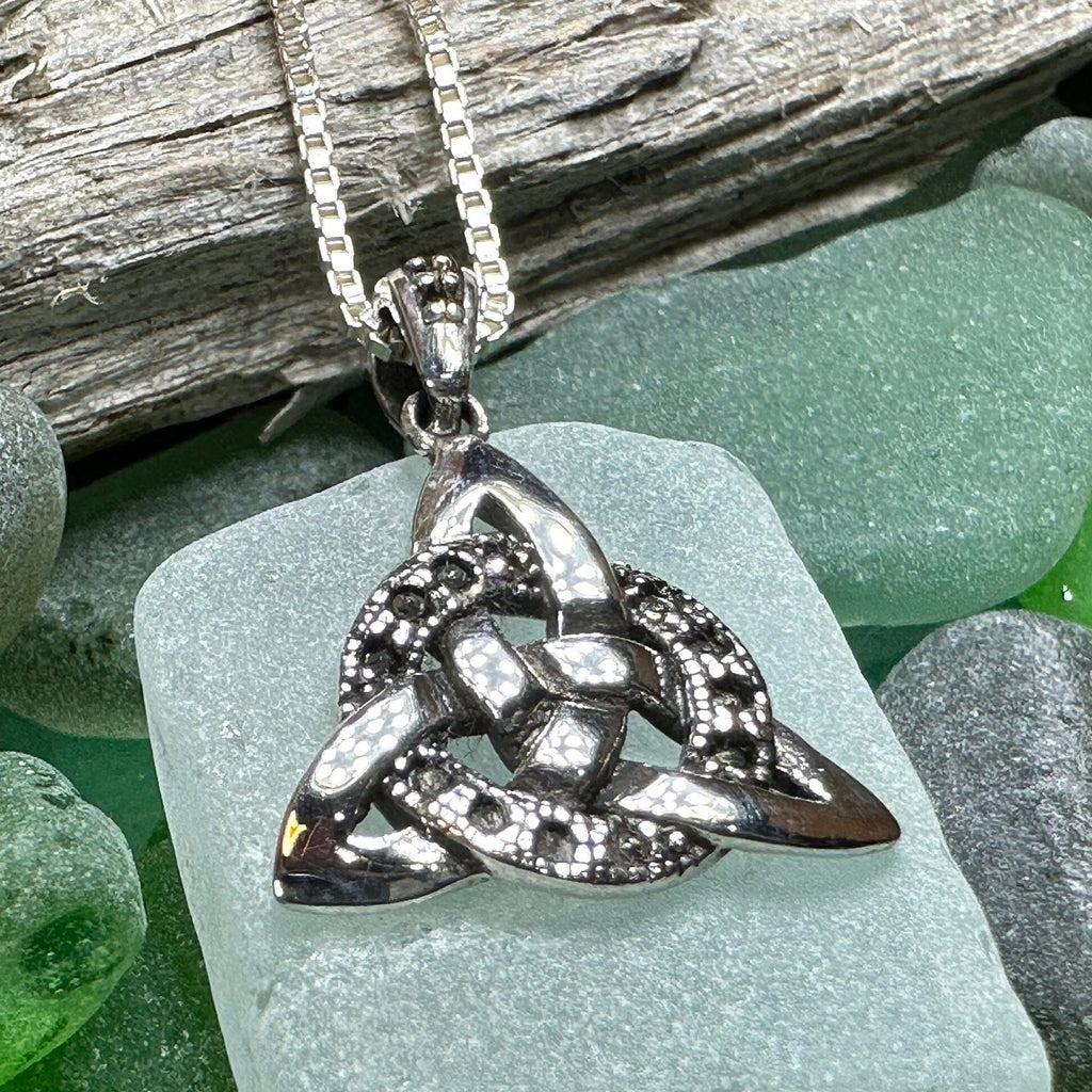 Celtic Trinity Knot Necklace with Marcasite