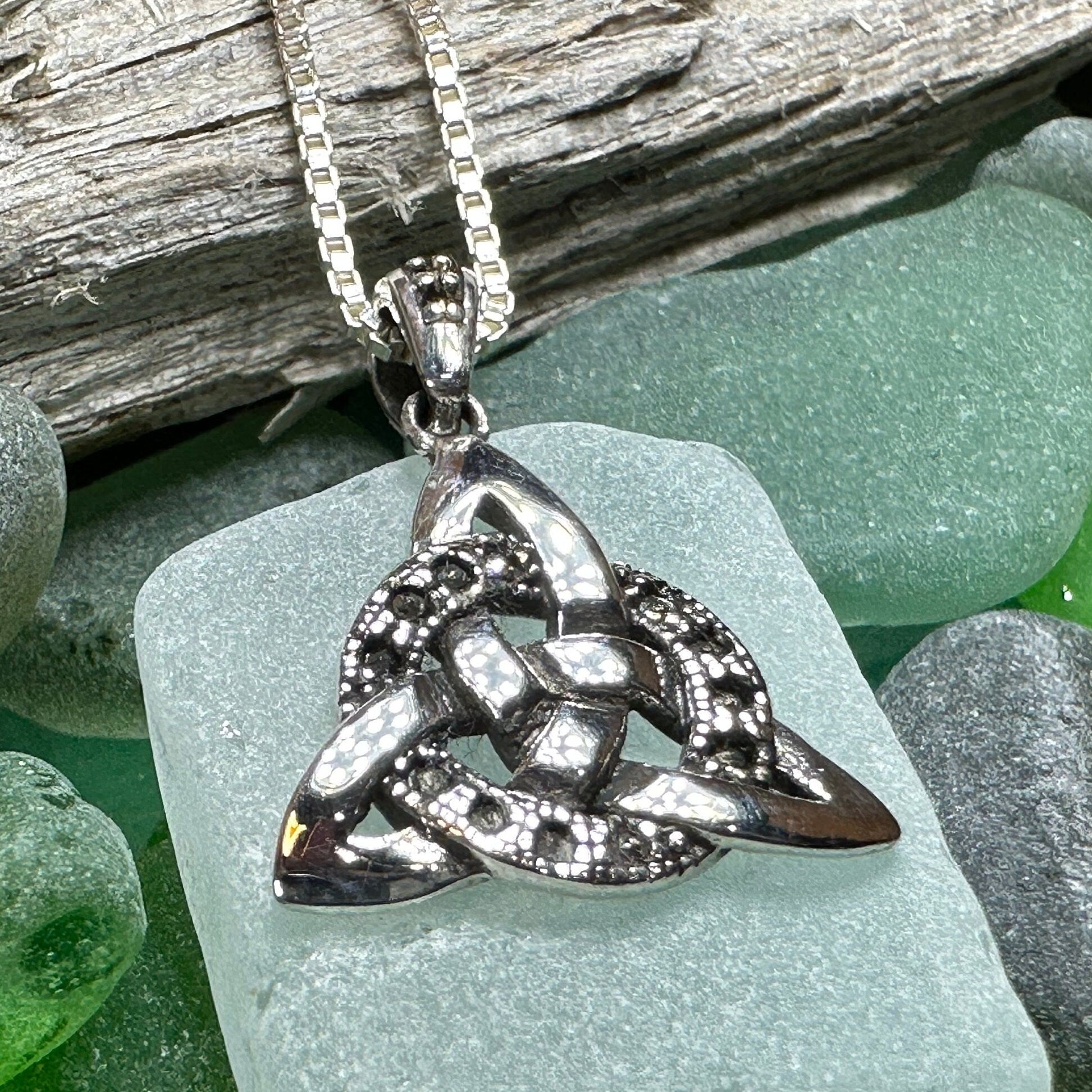 Celtic Trinity Knot Necklace with Marcasite