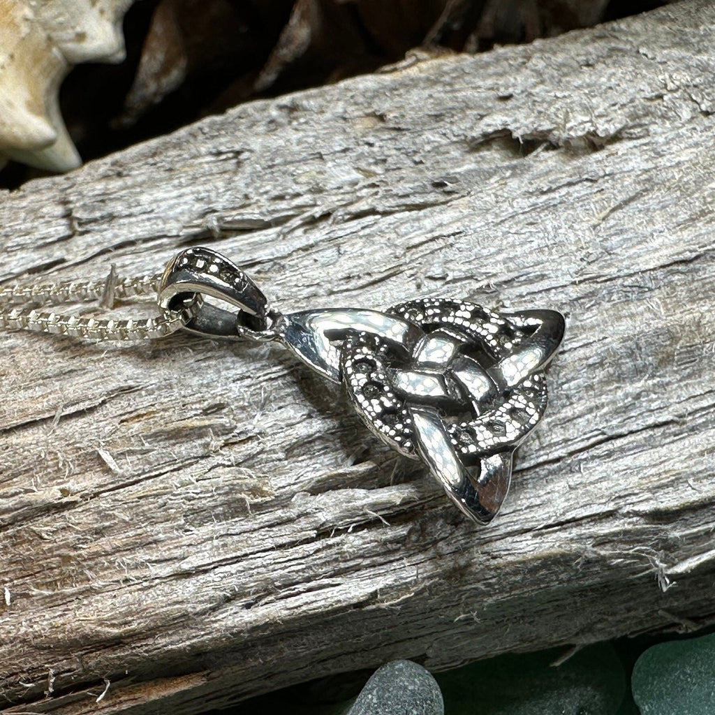 Celtic Trinity Knot Necklace with Marcasite