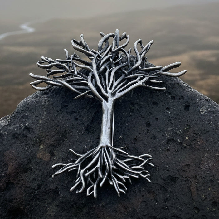 Large Woden Tree of Life Brooch