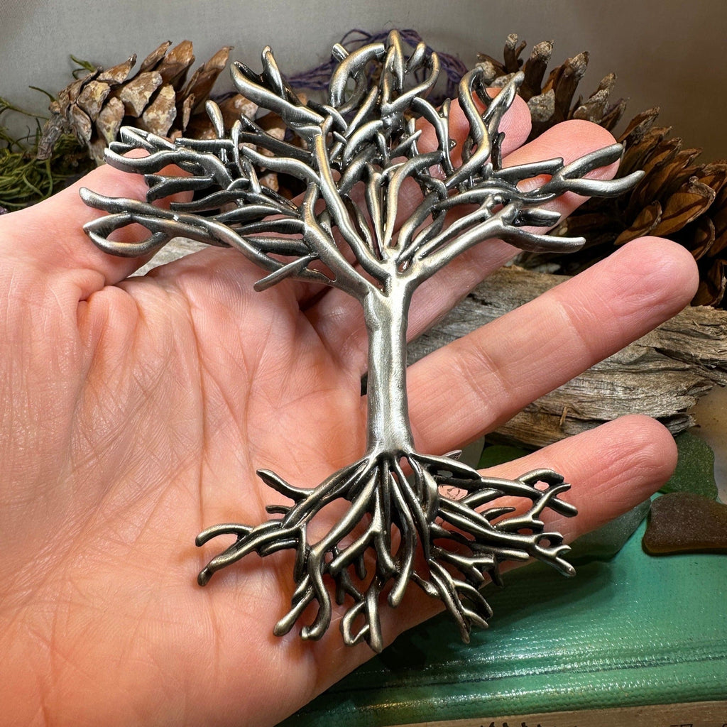 Large Woden Tree of Life Brooch