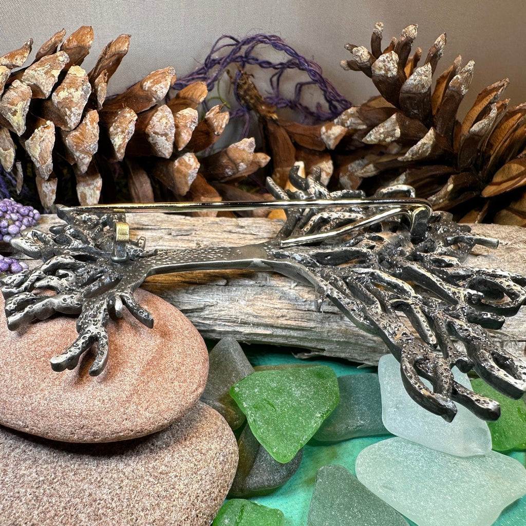 Large Woden Tree of Life Brooch
