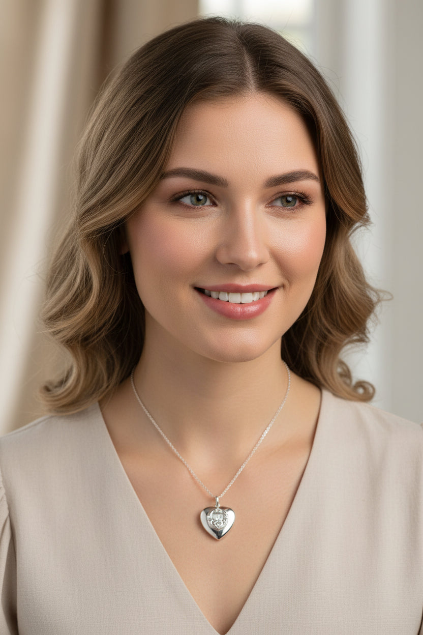 Aoife Irish Claddagh Locket Necklace in Sterling Silver