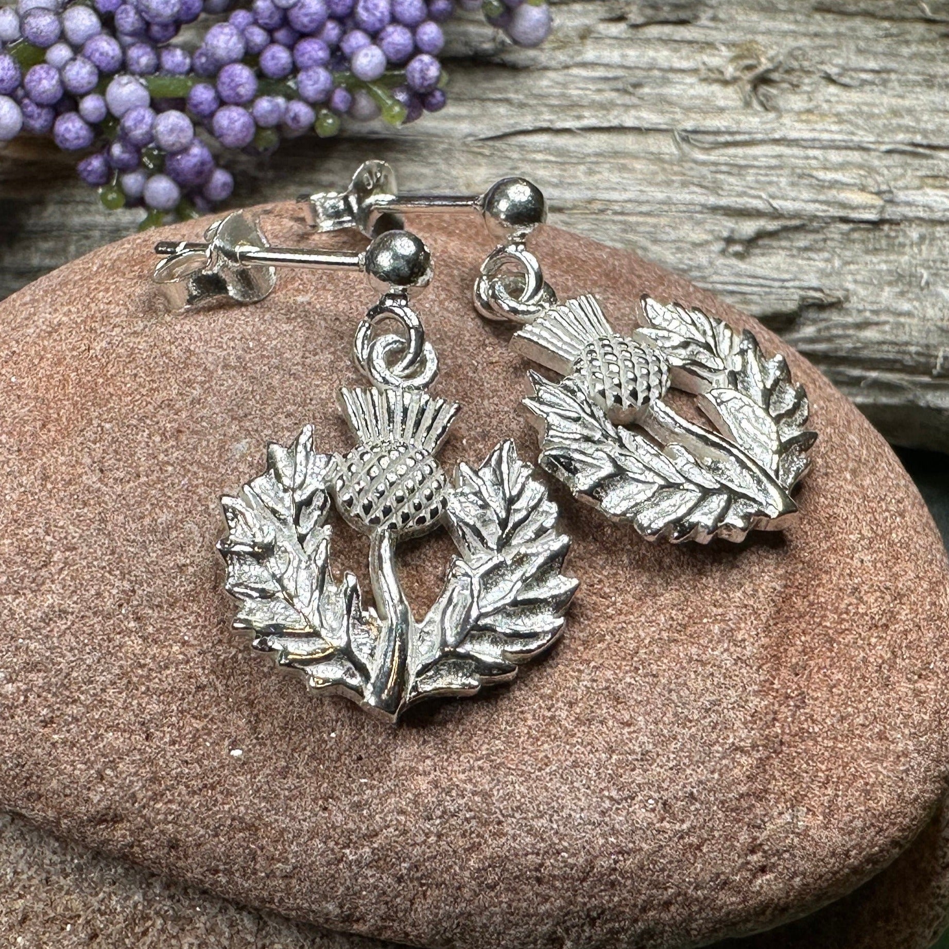 Realistic Thistle Earrings for Women — Celtic Jewelry