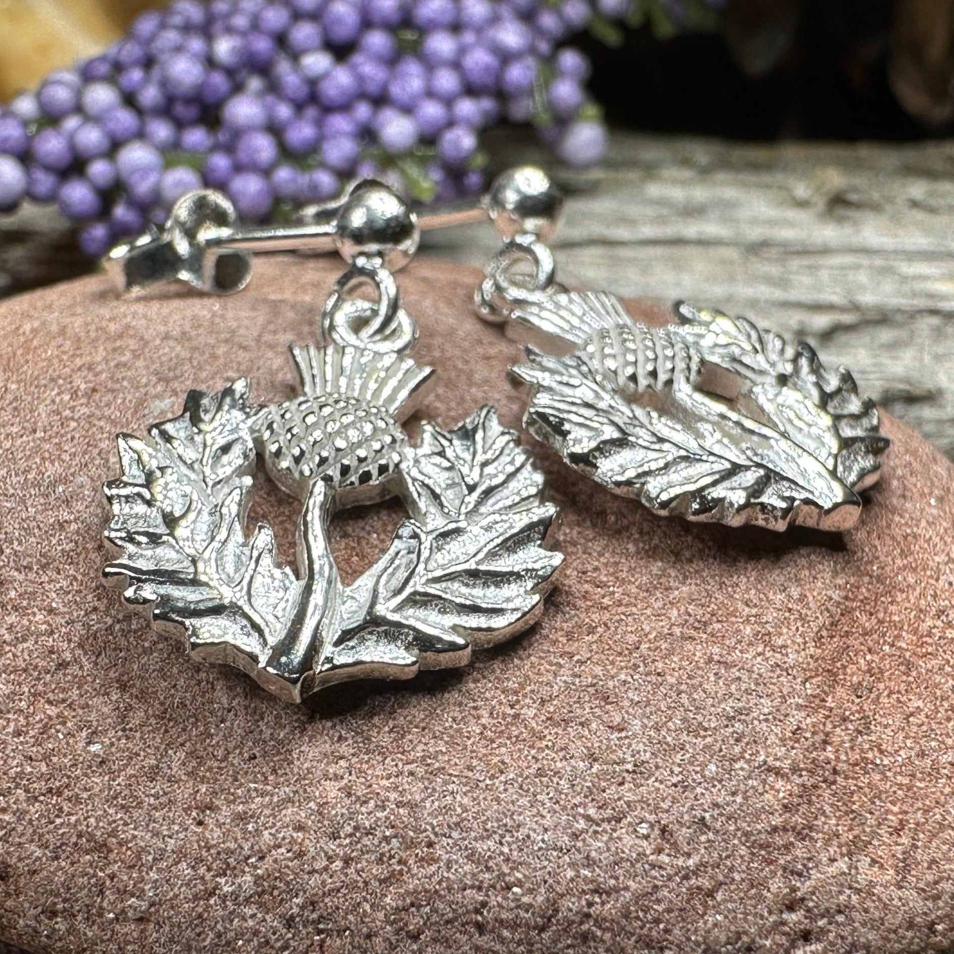 Realistic Thistle Earrings for Women — Celtic Jewelry