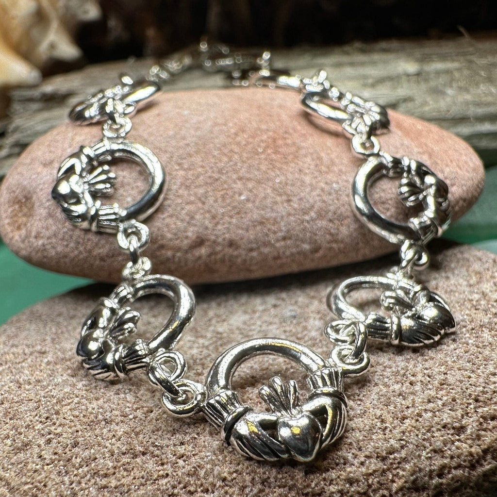 Celtic Irish Claddagh Bracelet in Sterling Silver