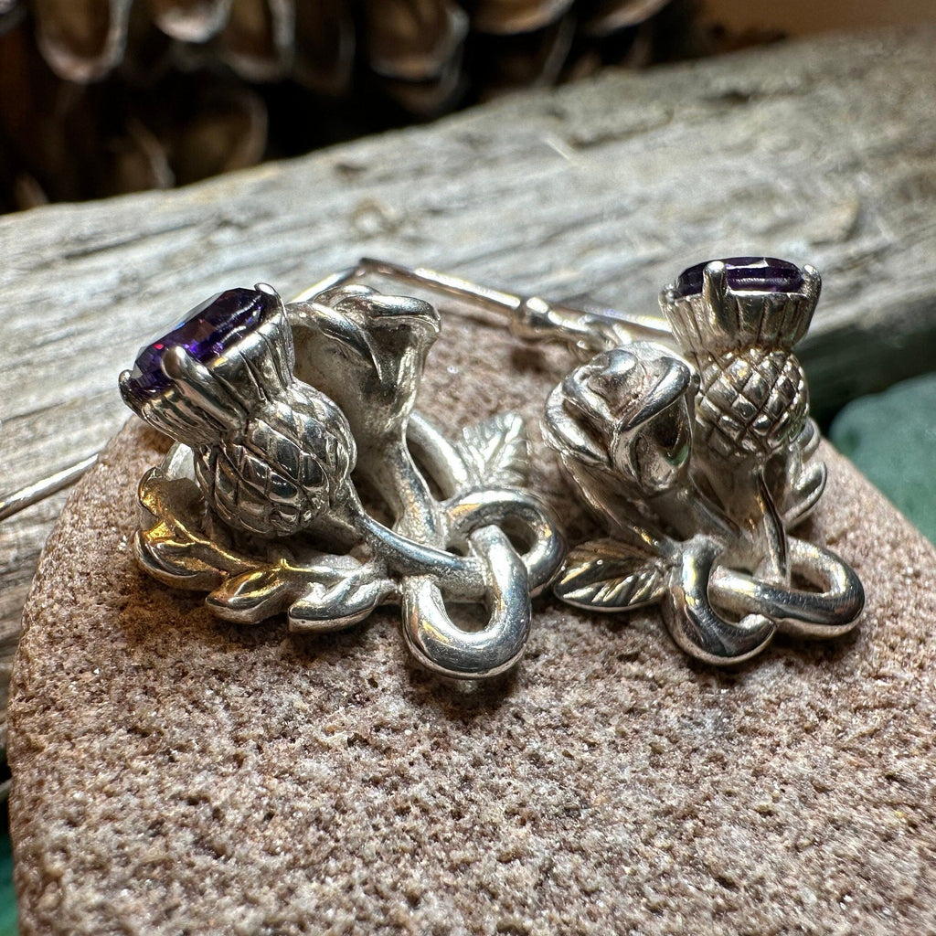 Cyrena Thistle Amethsyt Earrings - Scottish Jewelry